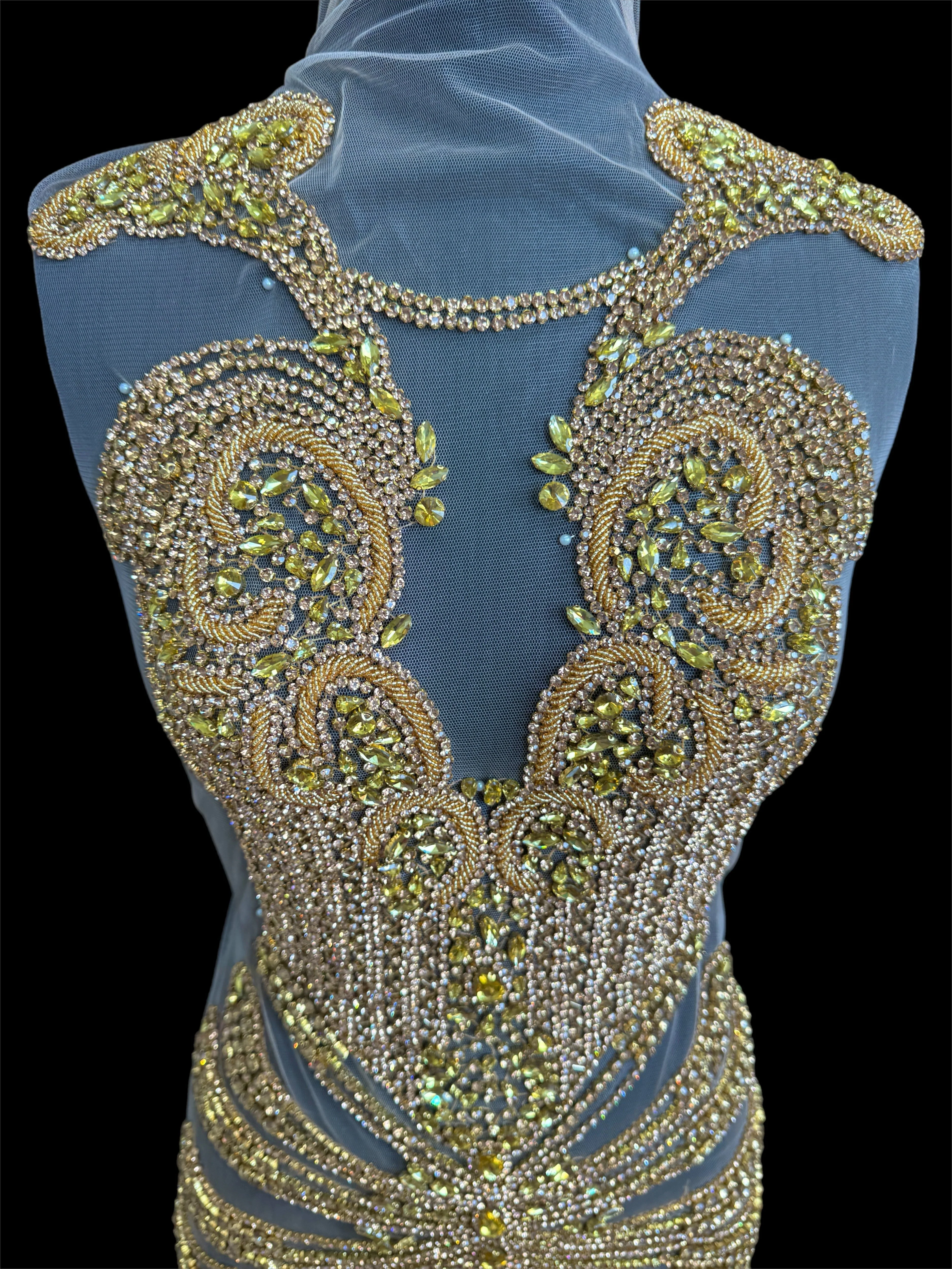 Bebe Gold Rhinestones Bodice Applique - Image 3