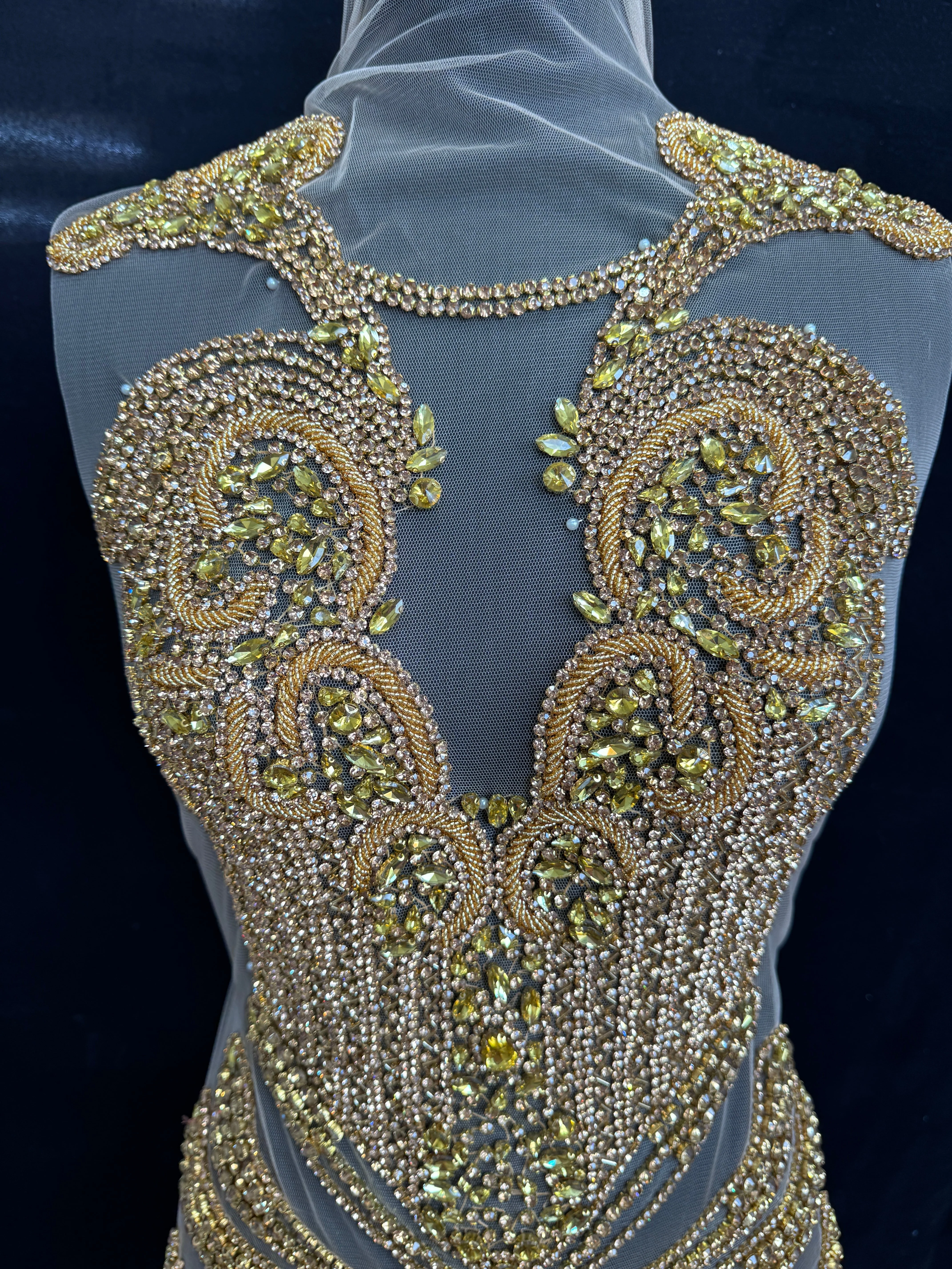 Bebe Gold Rhinestones Bodice Applique - Image 6