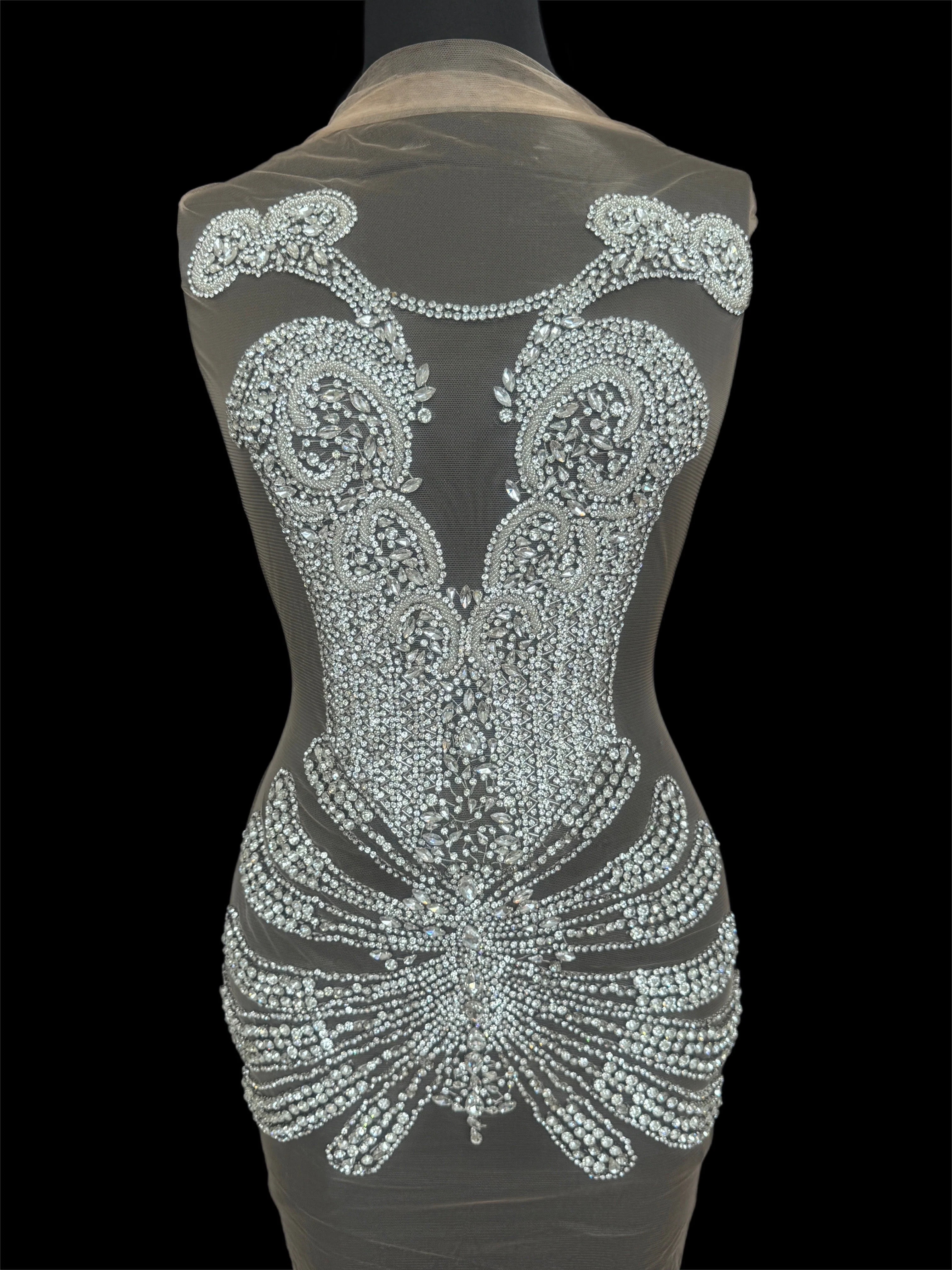 Bebe Silver Rhinestone Bodice Applique
