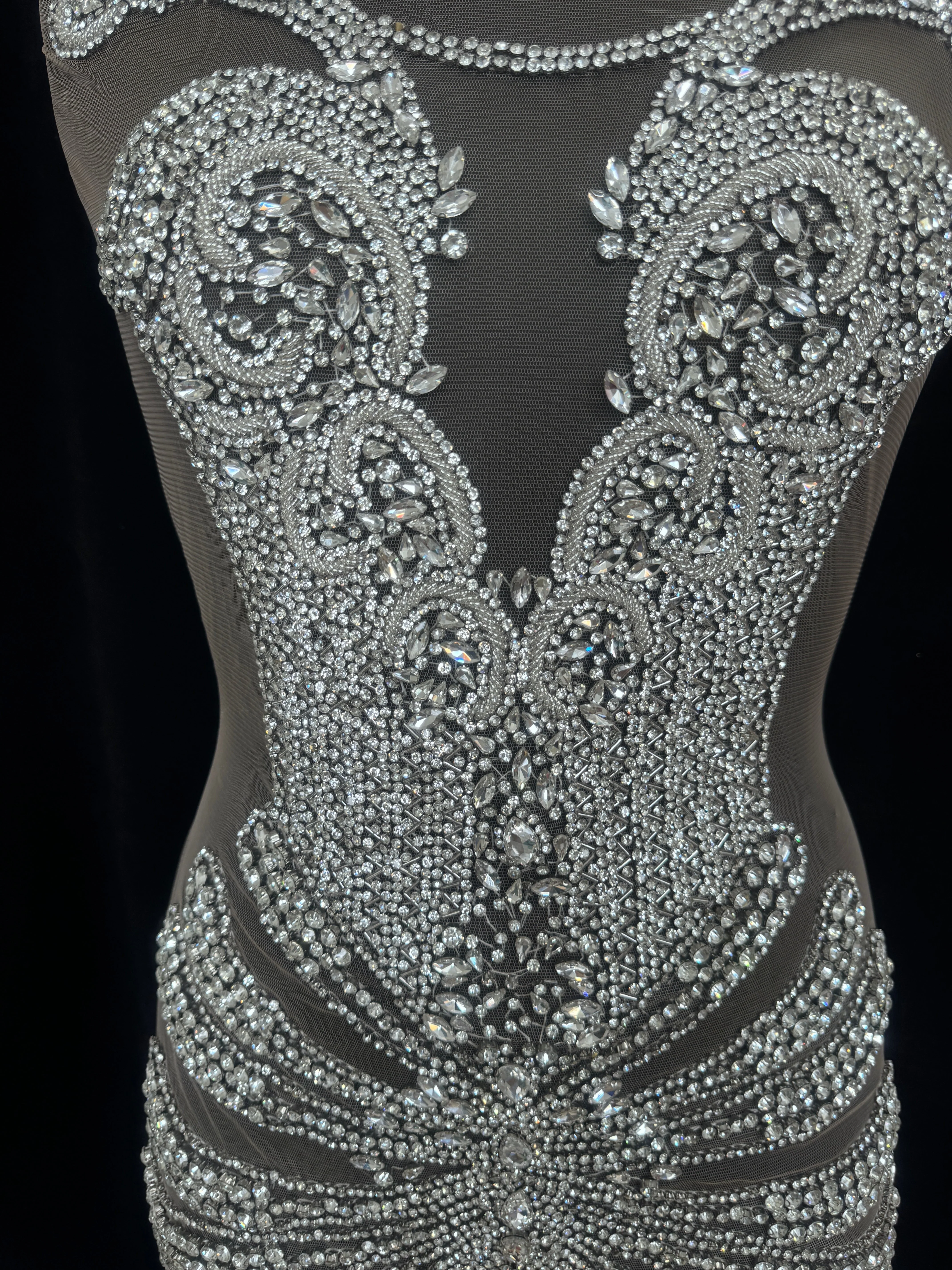 Bebe Silver Rhinestone Bodice Applique - Image 2