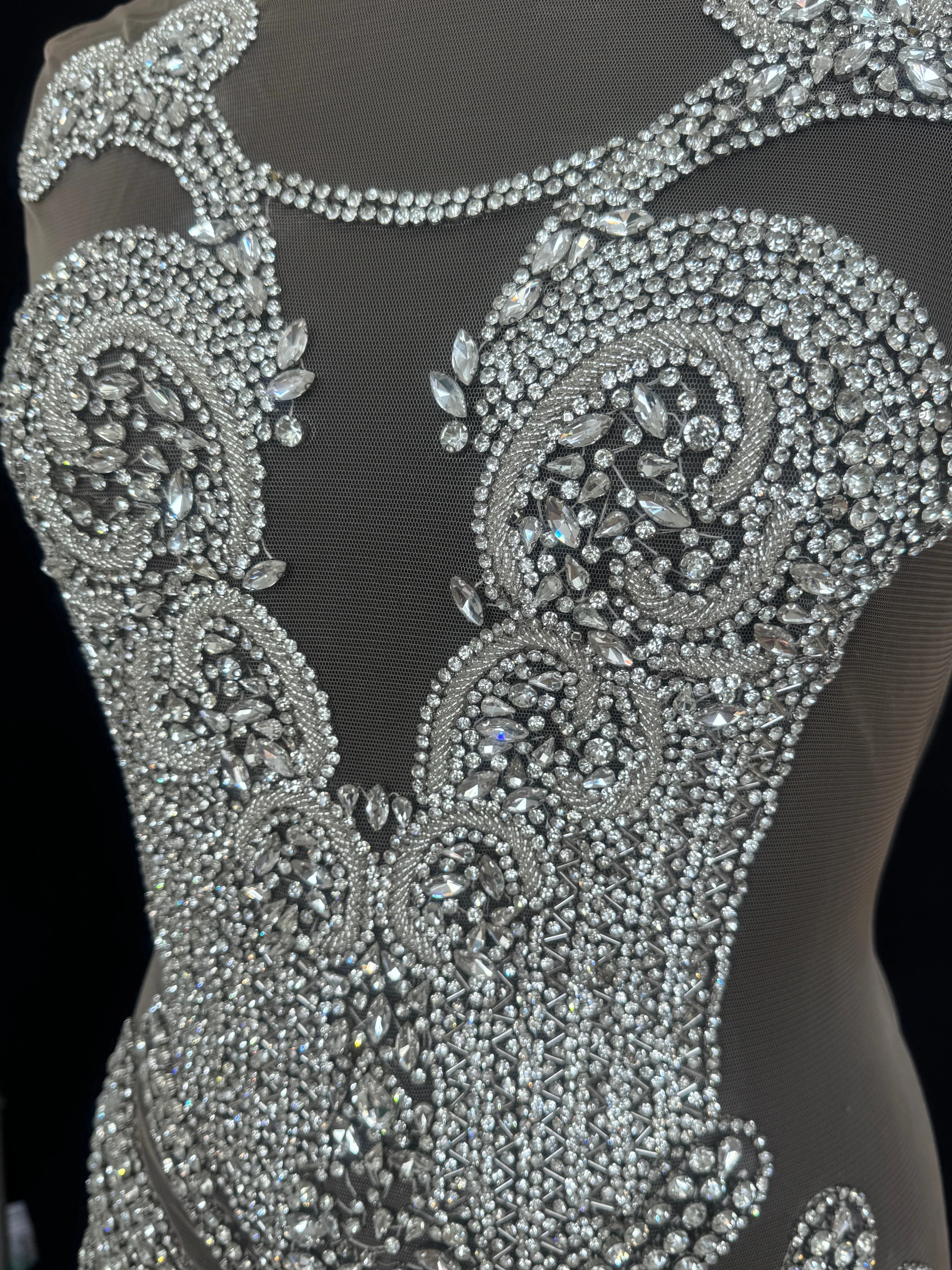 Bebe Silver Rhinestone Bodice Applique - Image 4