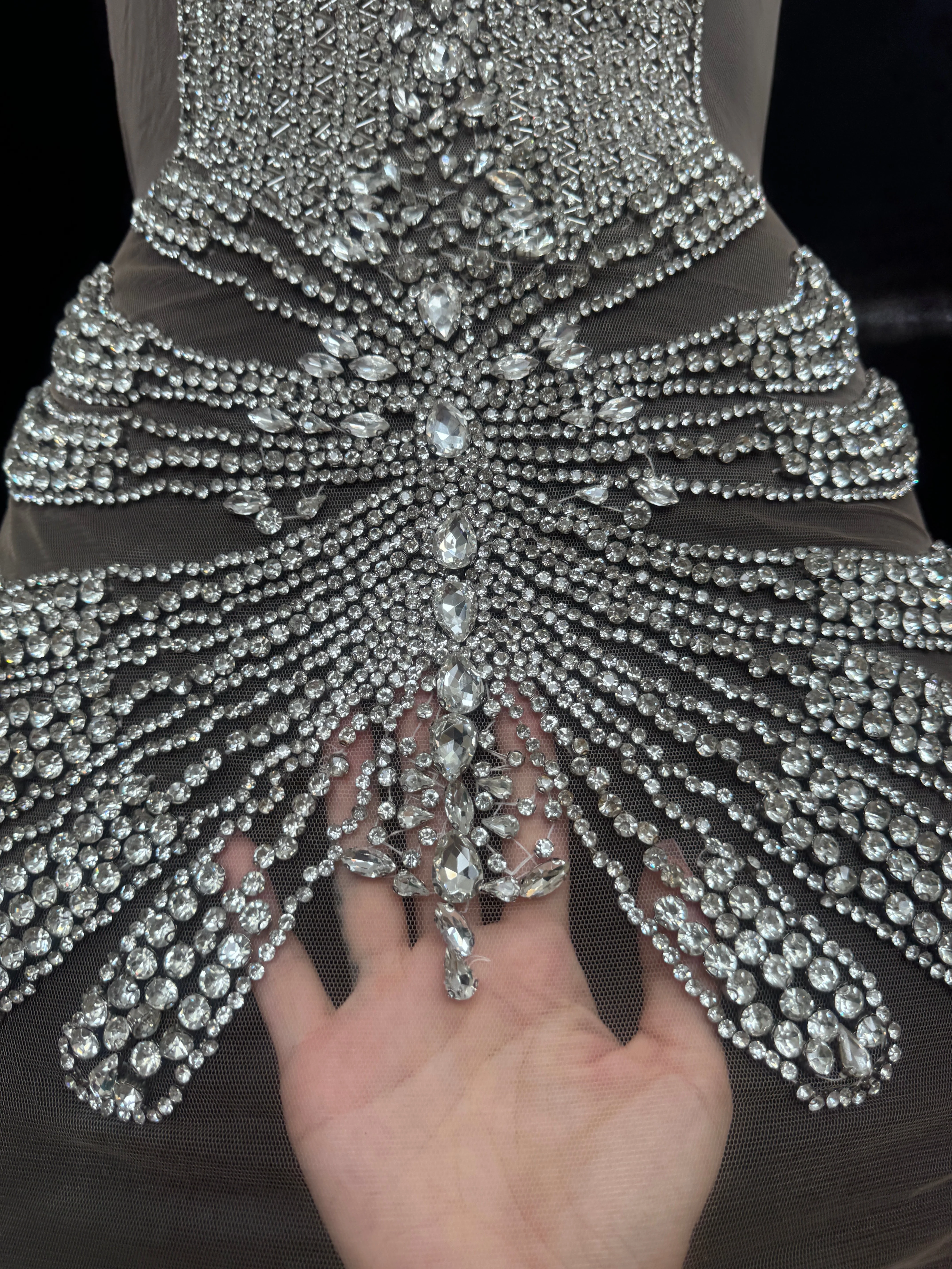 Bebe Silver Rhinestone Bodice Applique - Image 5
