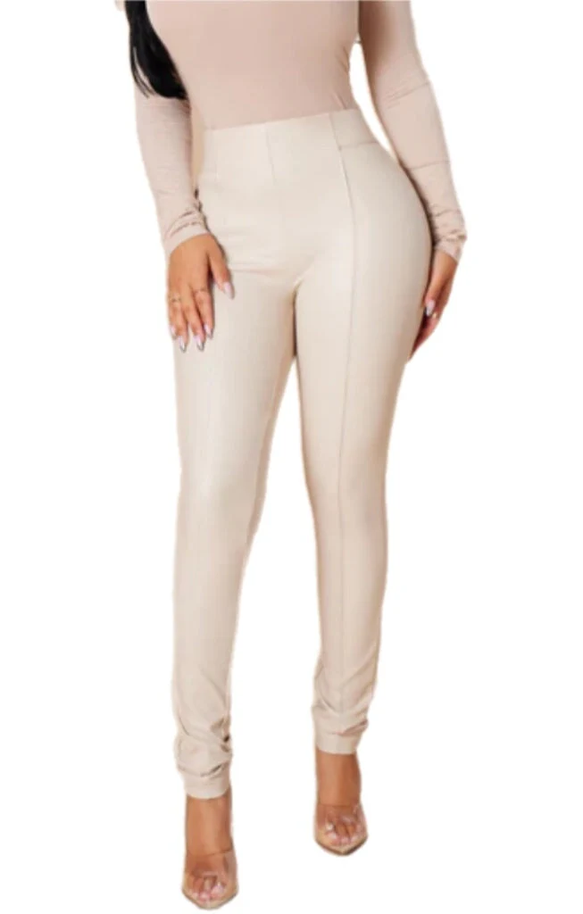 Beige 4 Way Stretch Faux Leather - Image 7