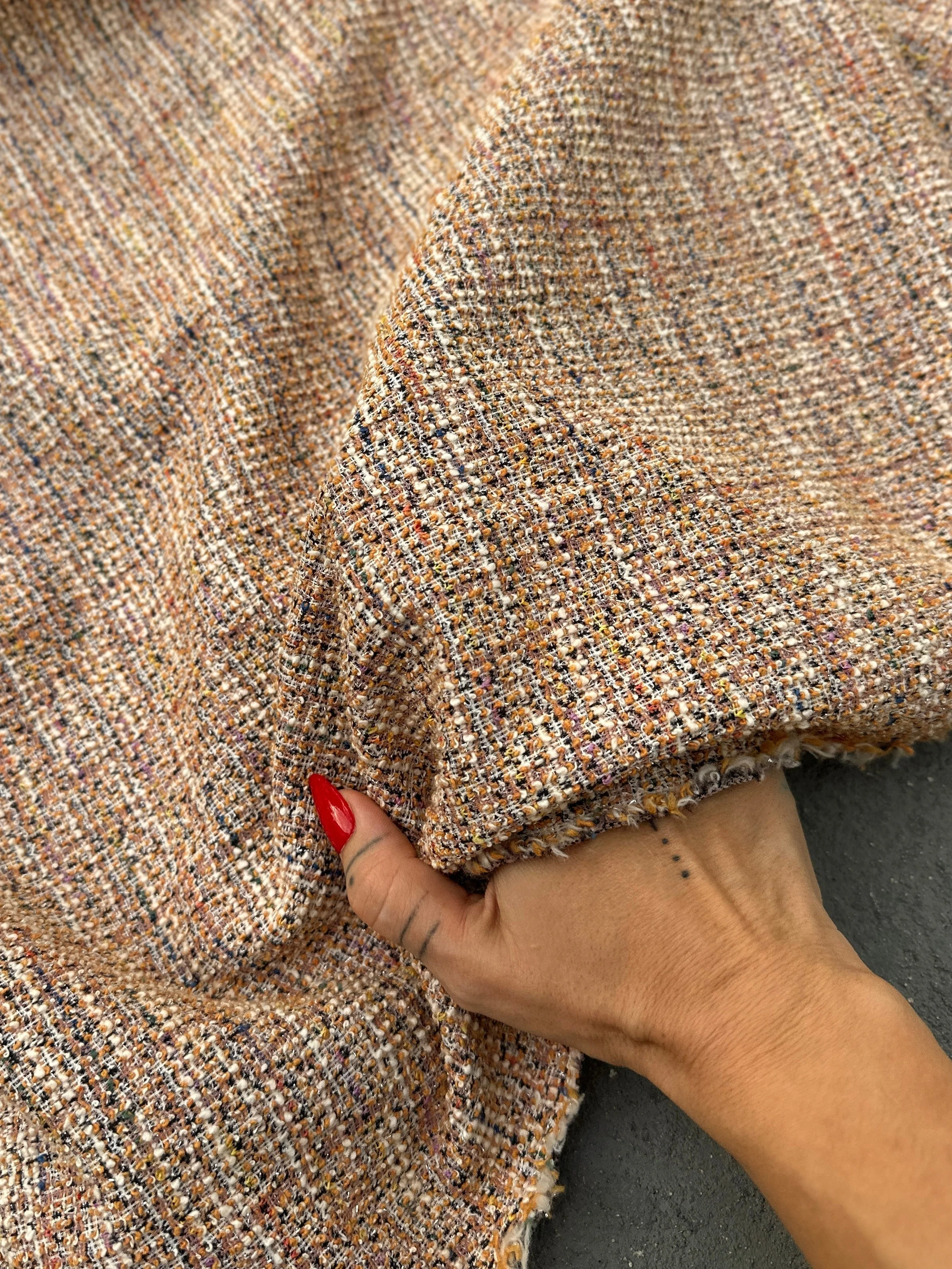 Beige Taupe Stretch Chenille Tweed - Image 10