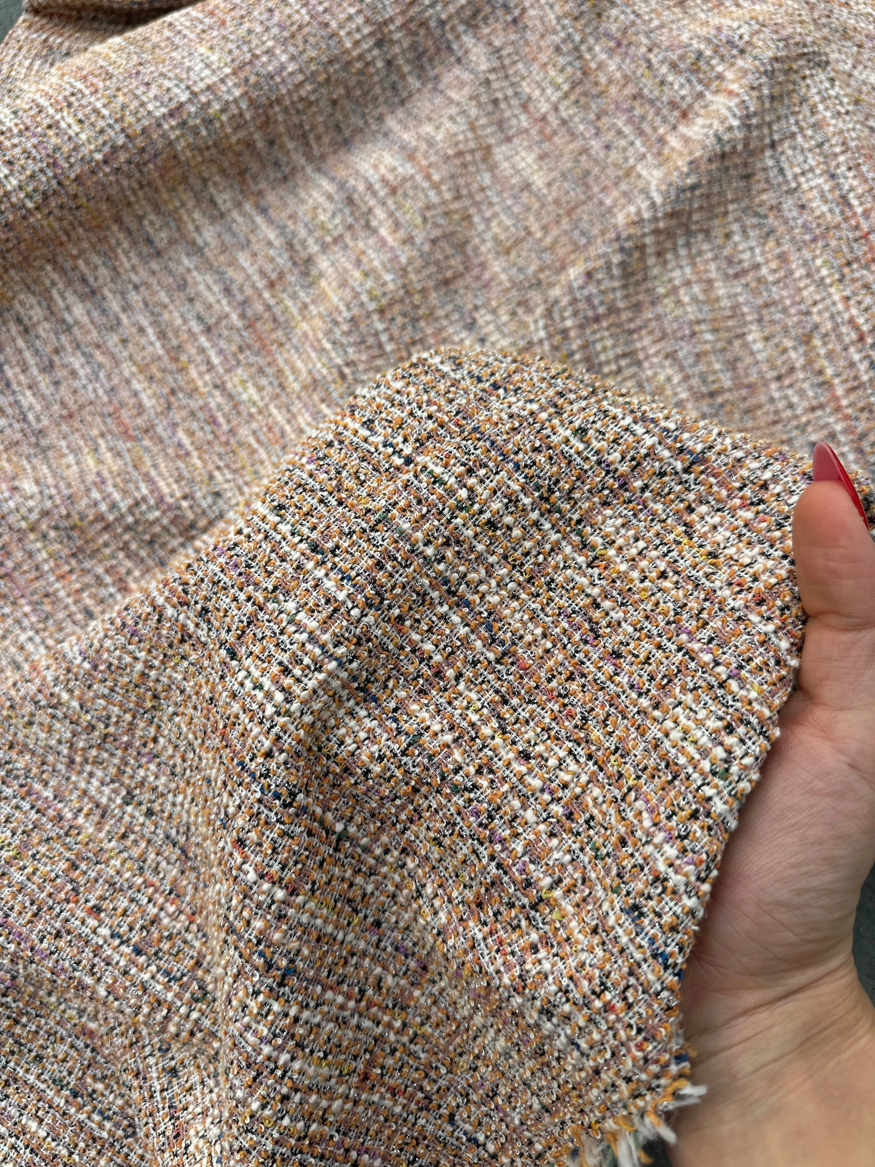Beige Taupe Stretch Chenille Tweed - Image 4