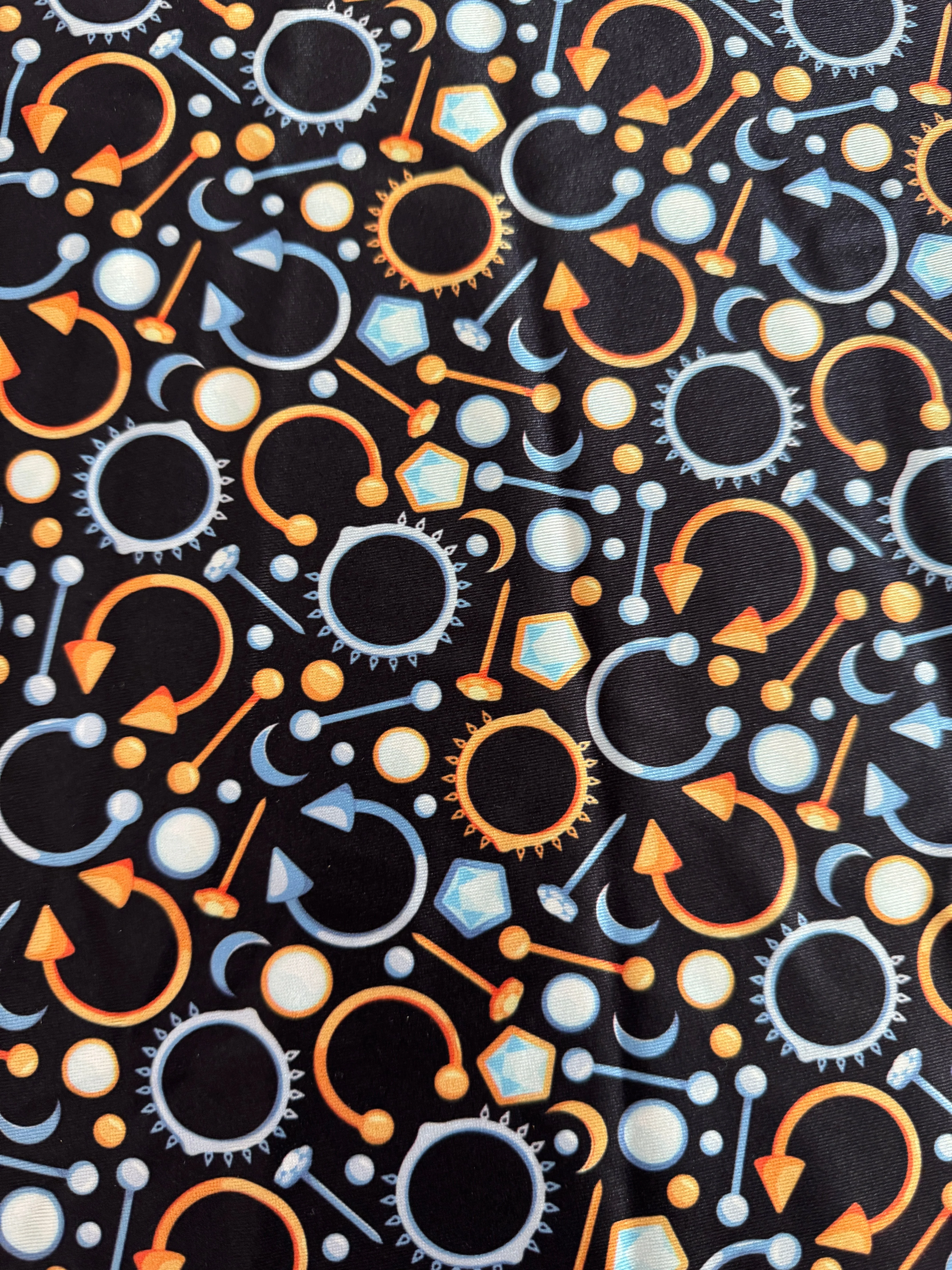 Black Abstract Piercing Print Nylon Spandex