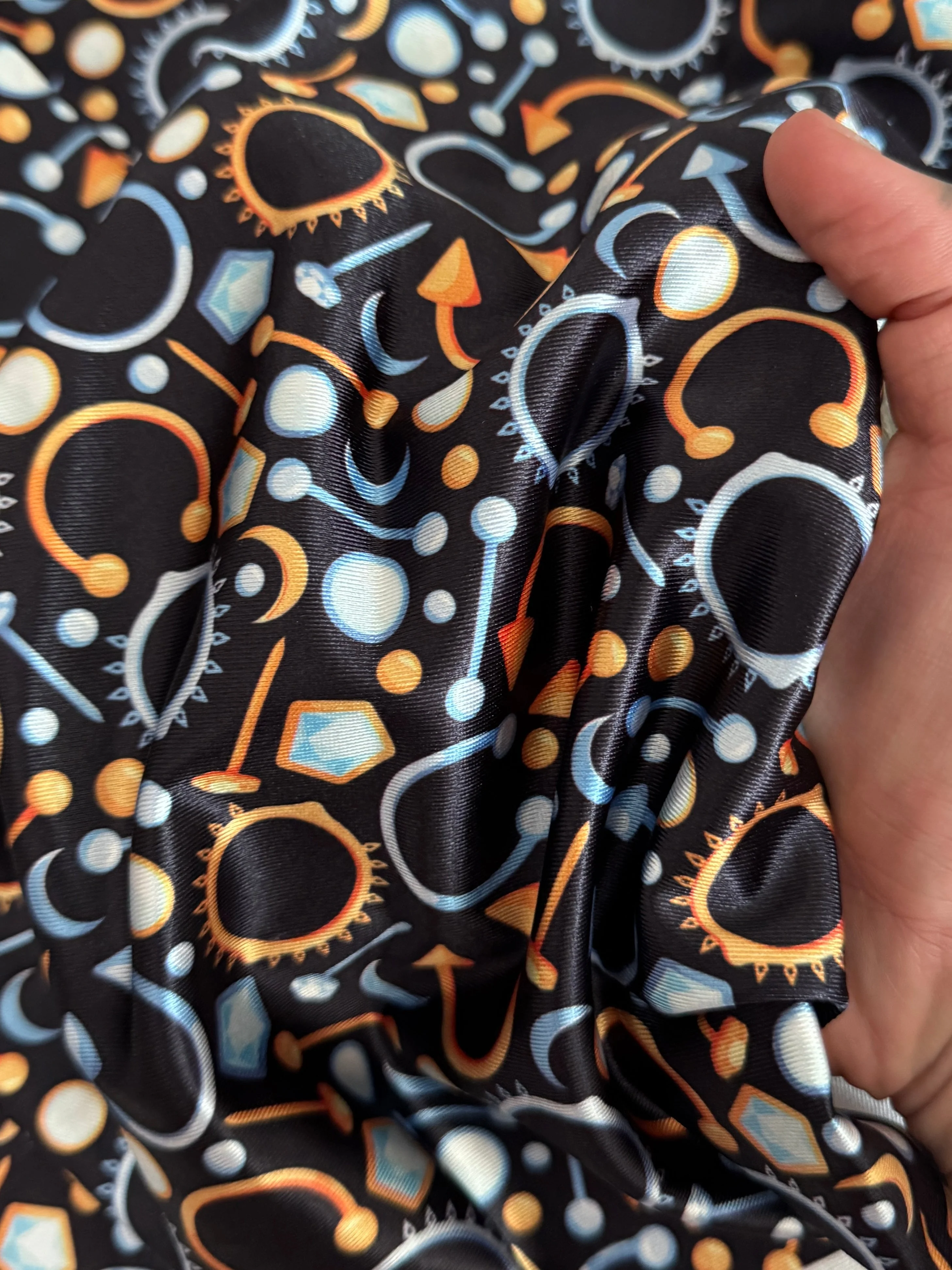 Black Abstract Piercing Print Nylon Spandex - Image 4