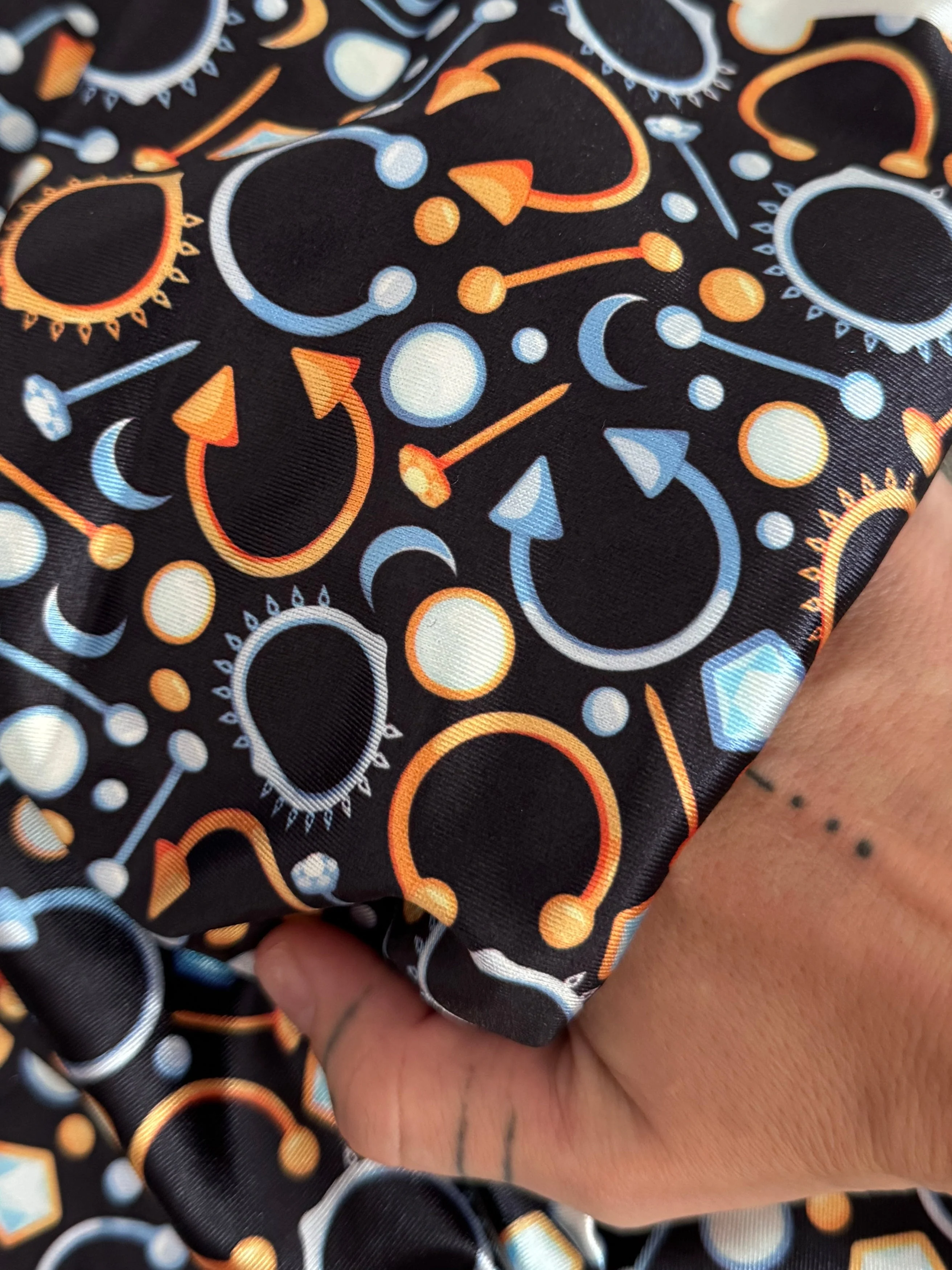 Black Abstract Piercing Print Nylon Spandex - Image 5