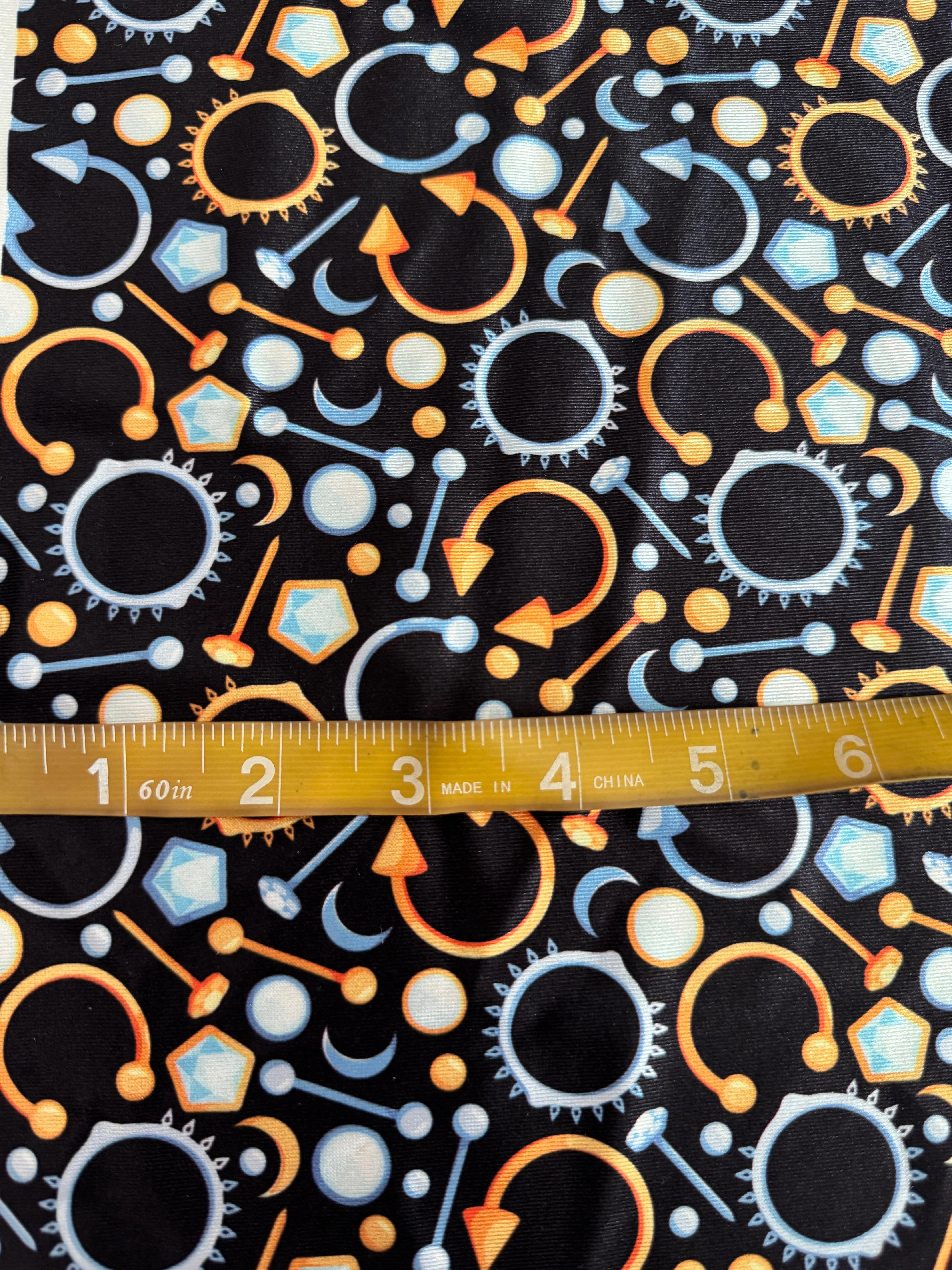 Black Abstract Piercing Print Nylon Spandex - Image 6