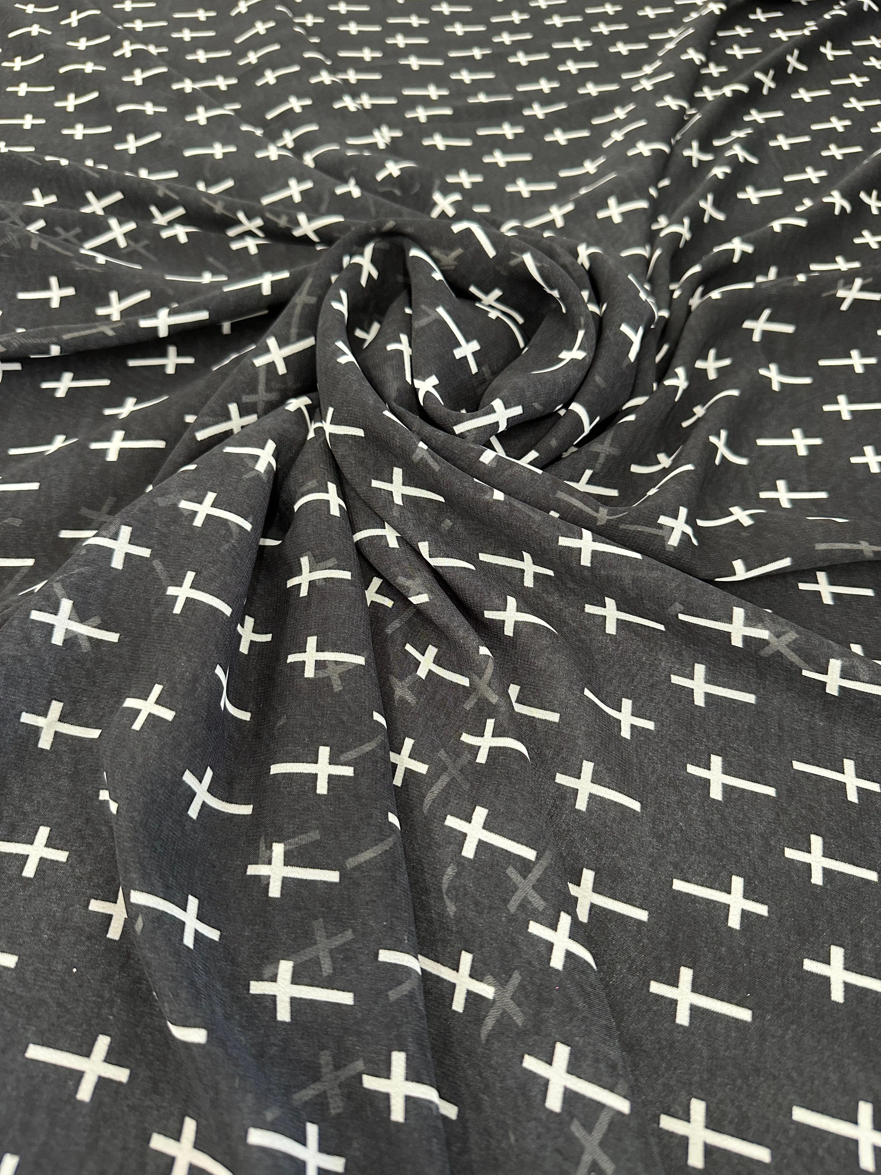 Black and White Cross Hi Multi Chiffon - Image 4