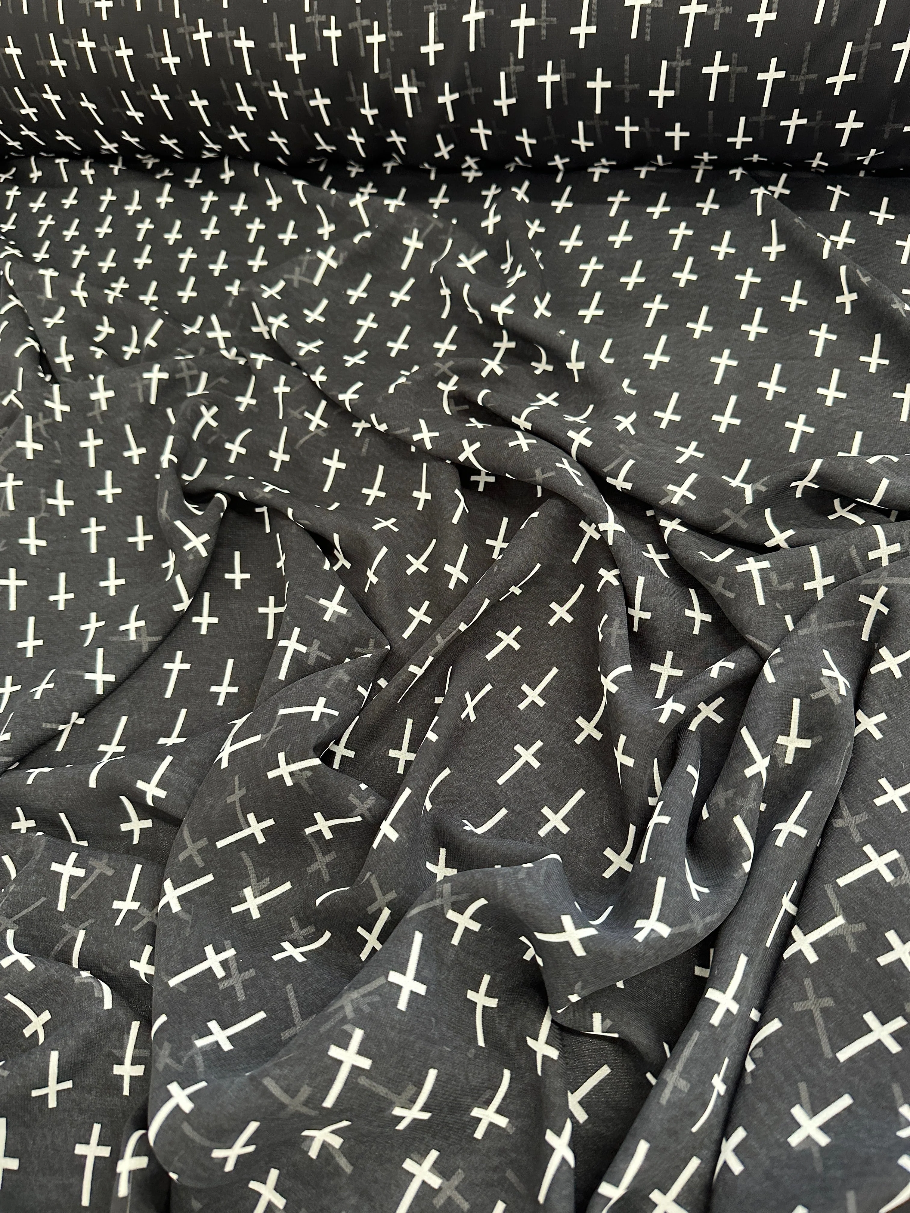 Black and White Cross Hi Multi Chiffon - Image 5