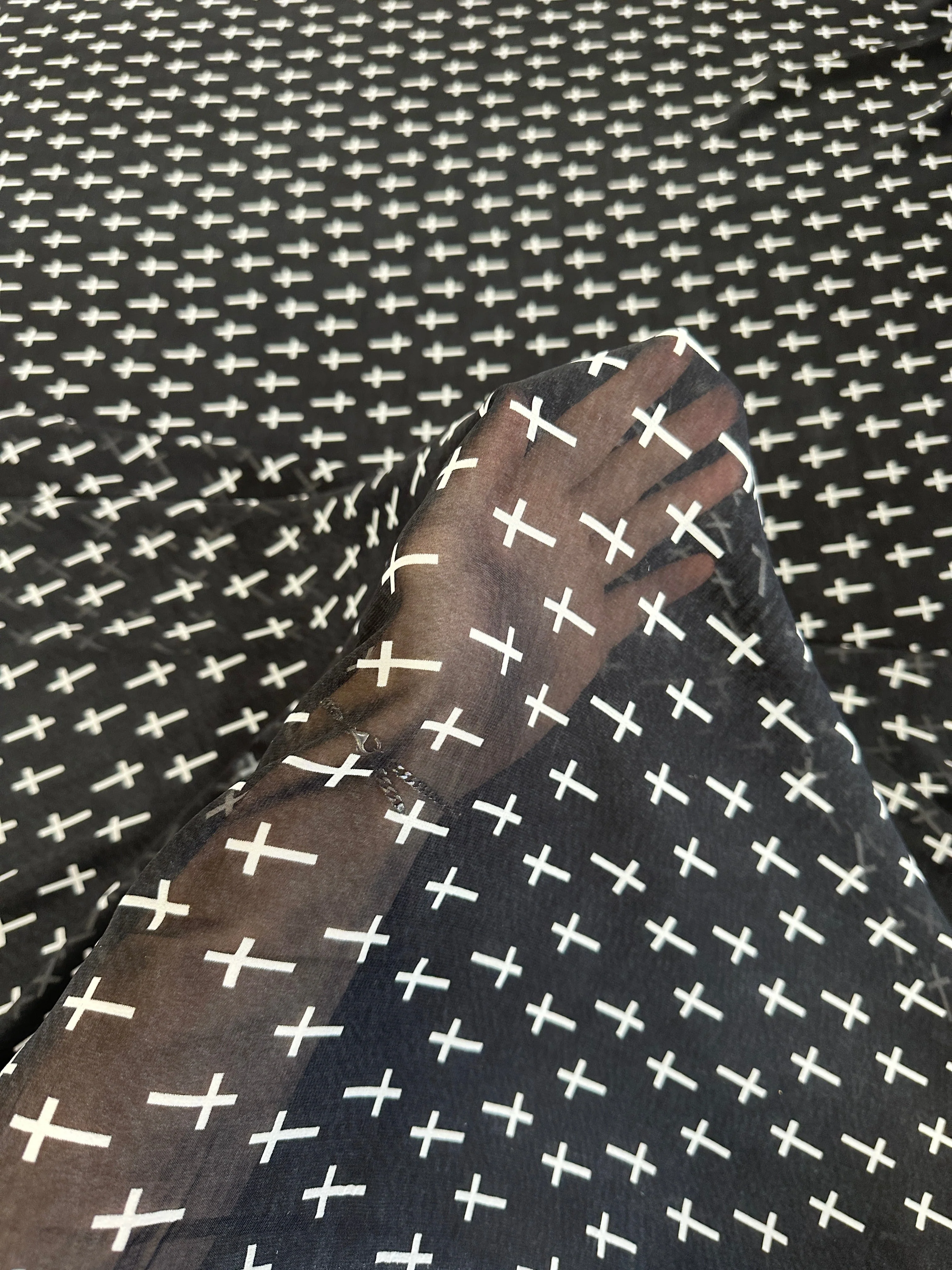 Black and White Cross Hi Multi Chiffon - Image 7
