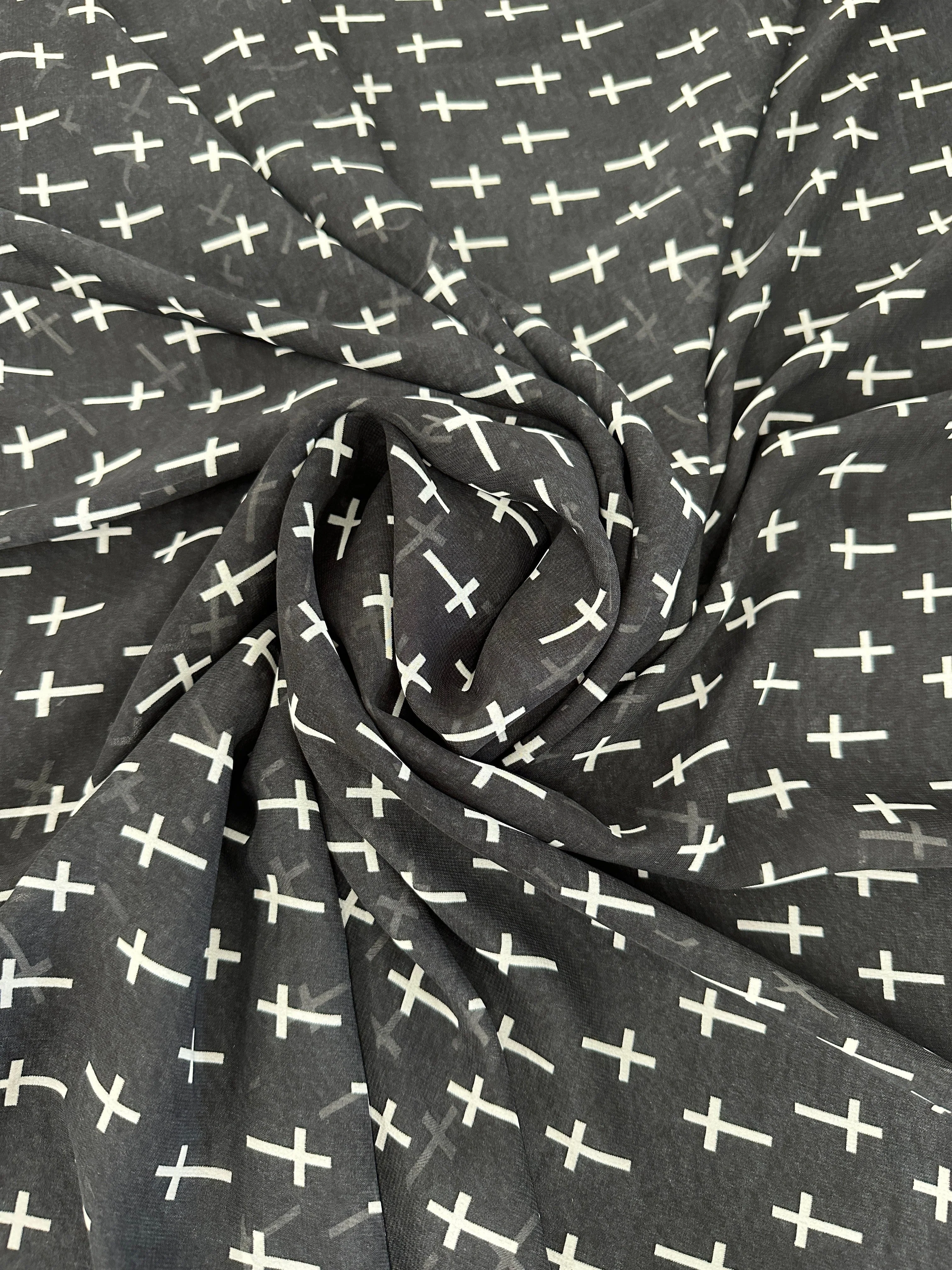 Black and White Cross Hi Multi Chiffon - Image 8
