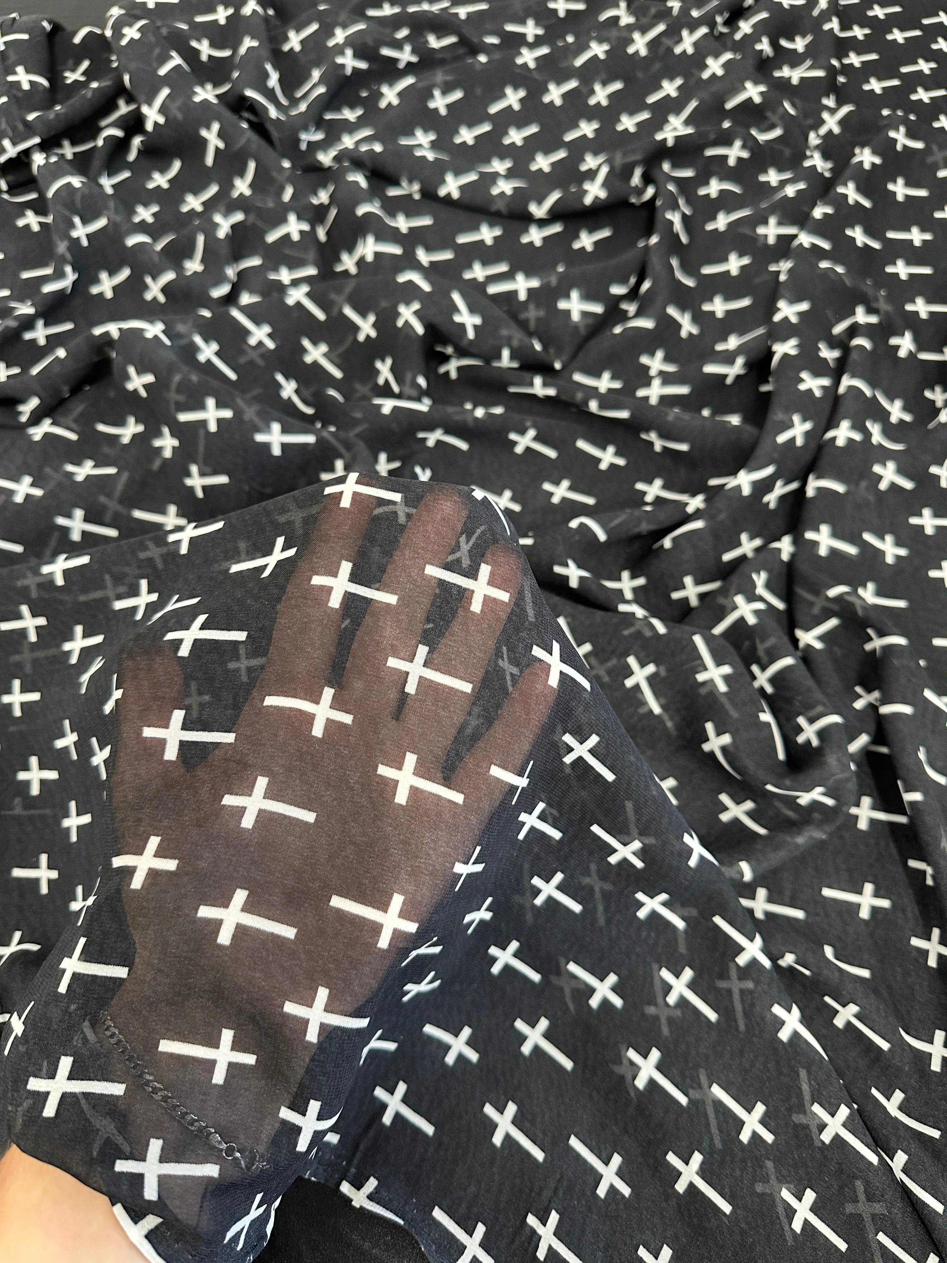 Black and White Cross Hi Multi Chiffon - Image 9