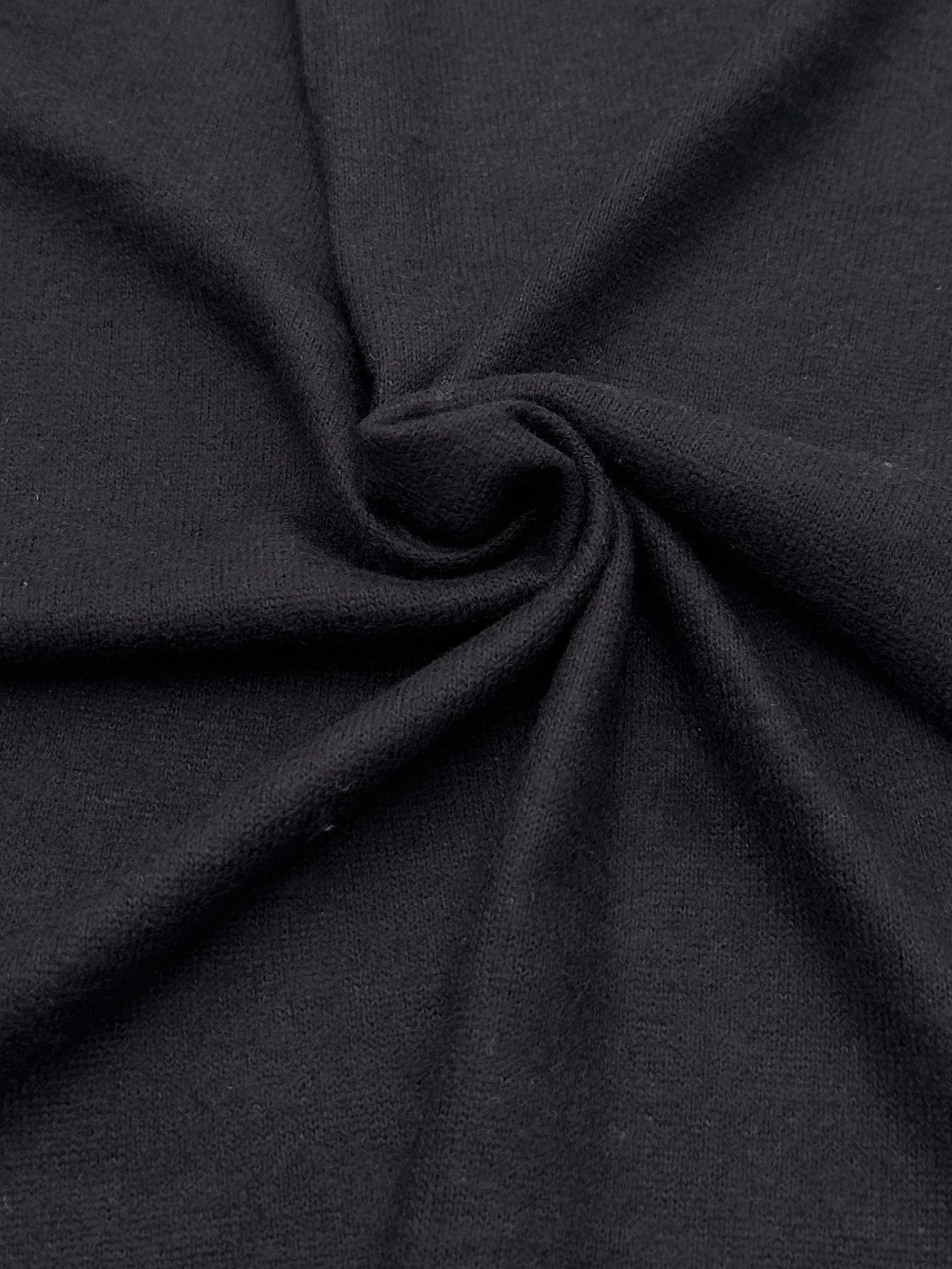 Black Buttery Spandex Faux Cashmere Knit