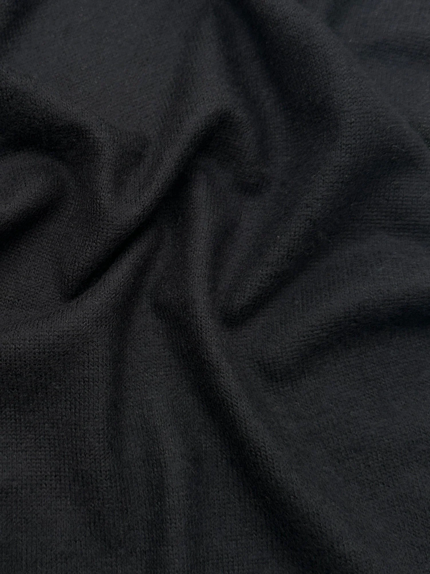 Black Buttery Spandex Faux Cashmere Knit - Image 2