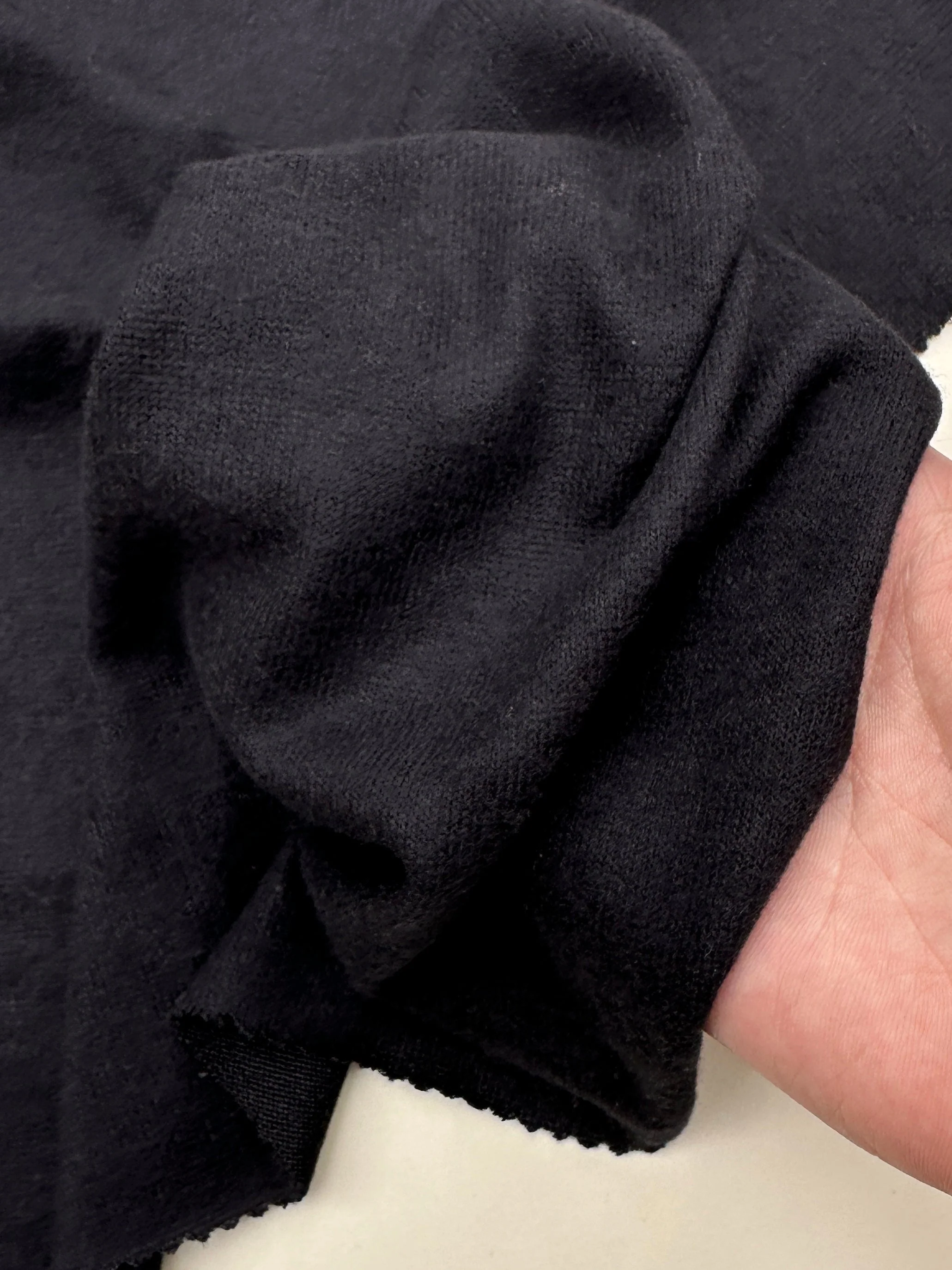 Black Buttery Spandex Faux Cashmere Knit - Image 4