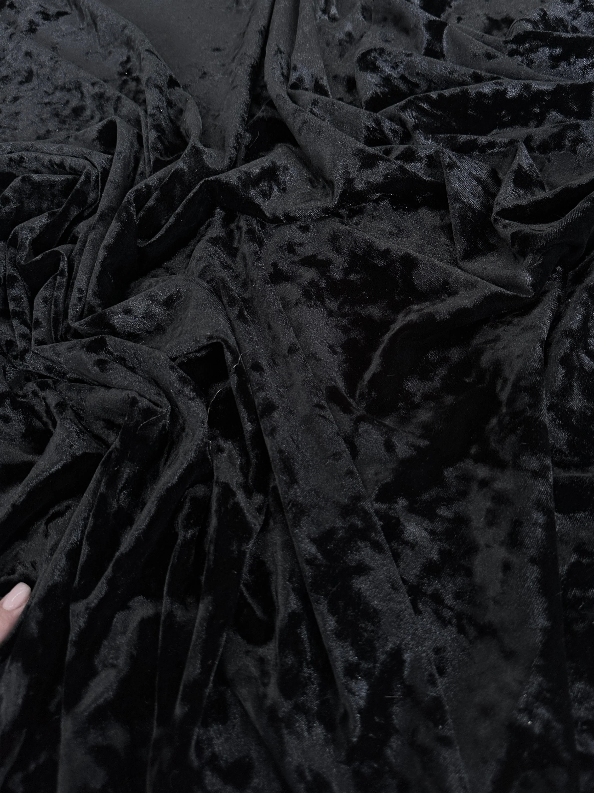 Black Stretch Crushed Velvet - Image 4