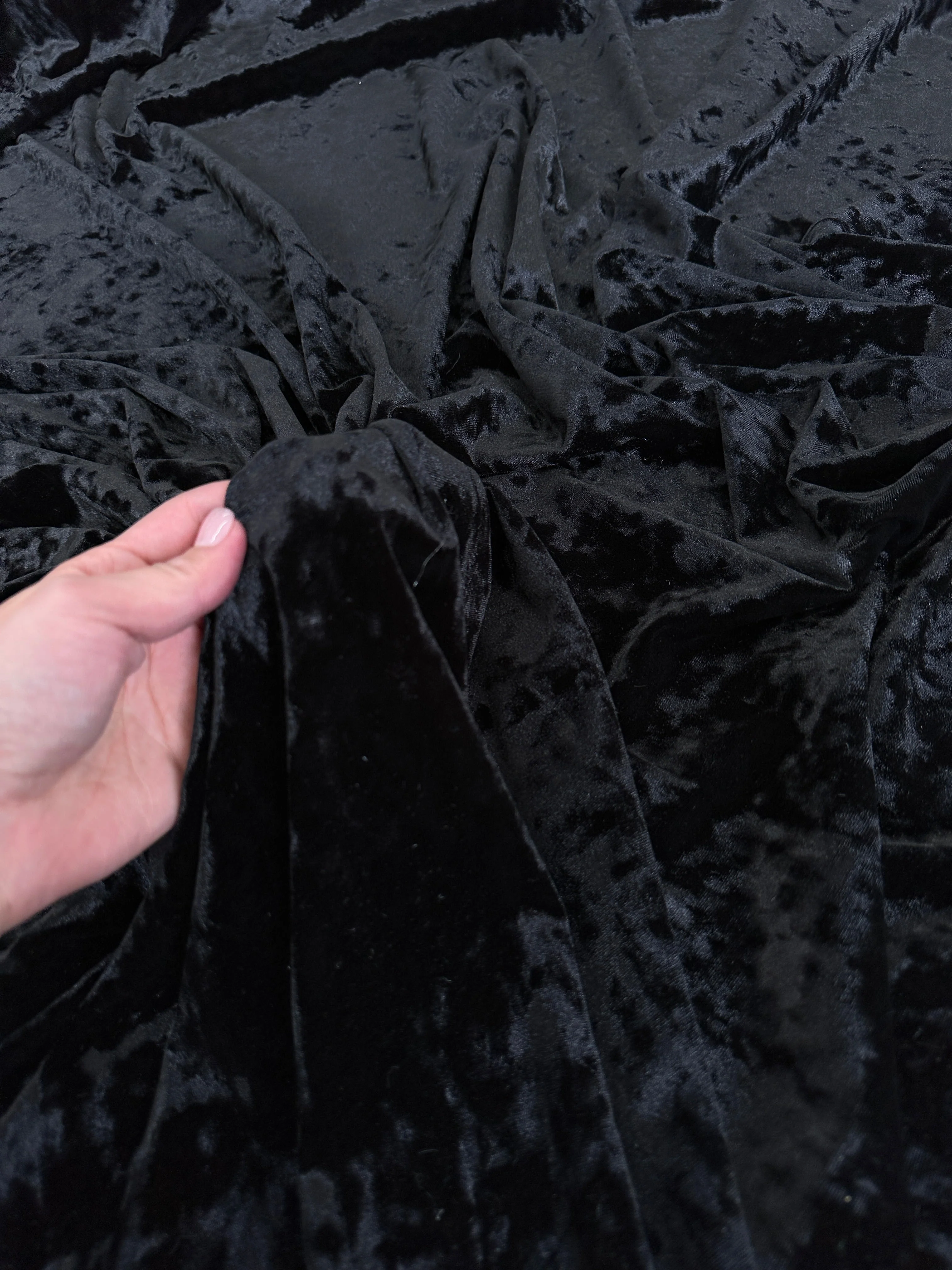 Black Stretch Crushed Velvet - Image 6