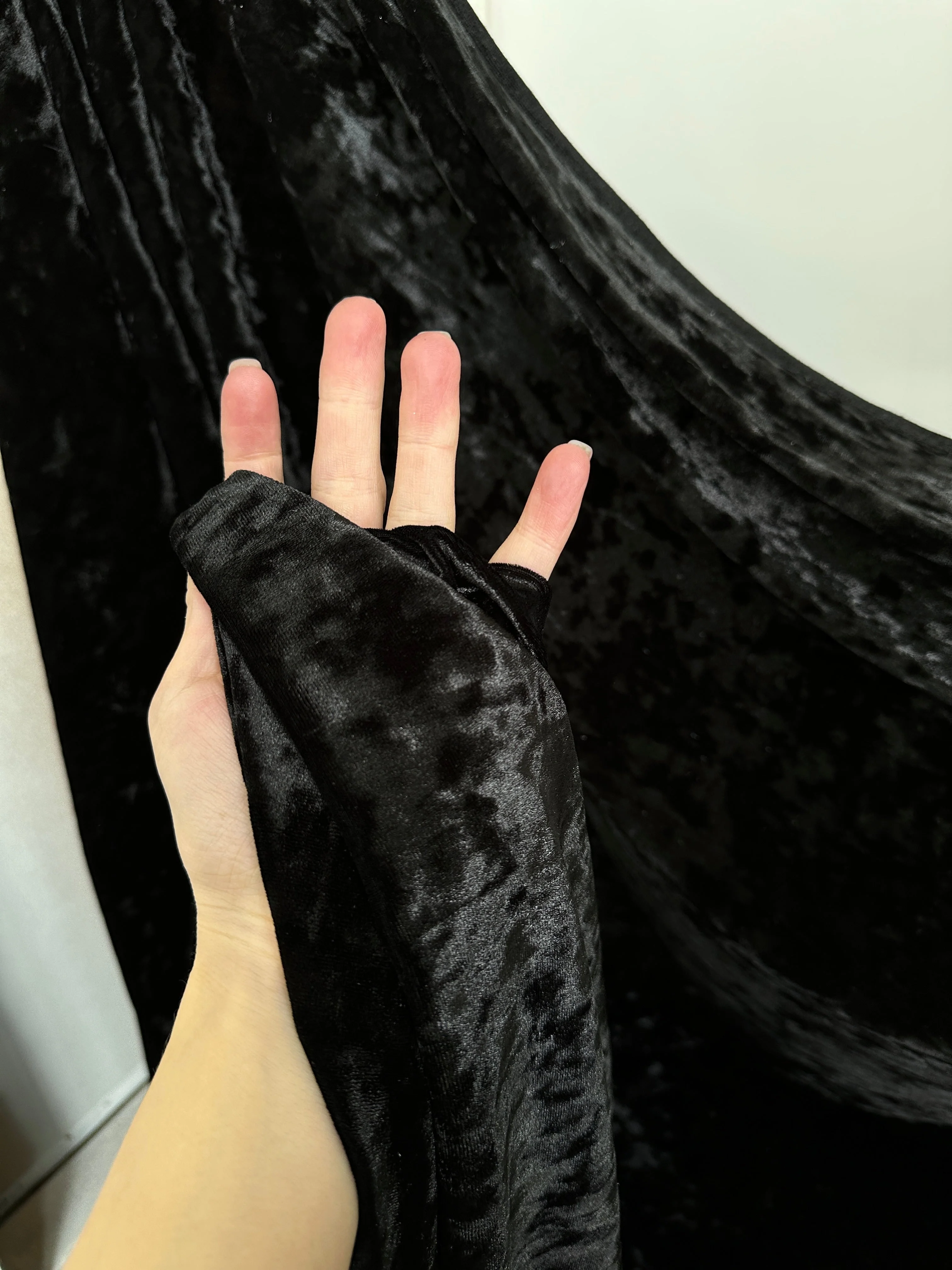 Black Stretch Crushed Velvet - Image 8