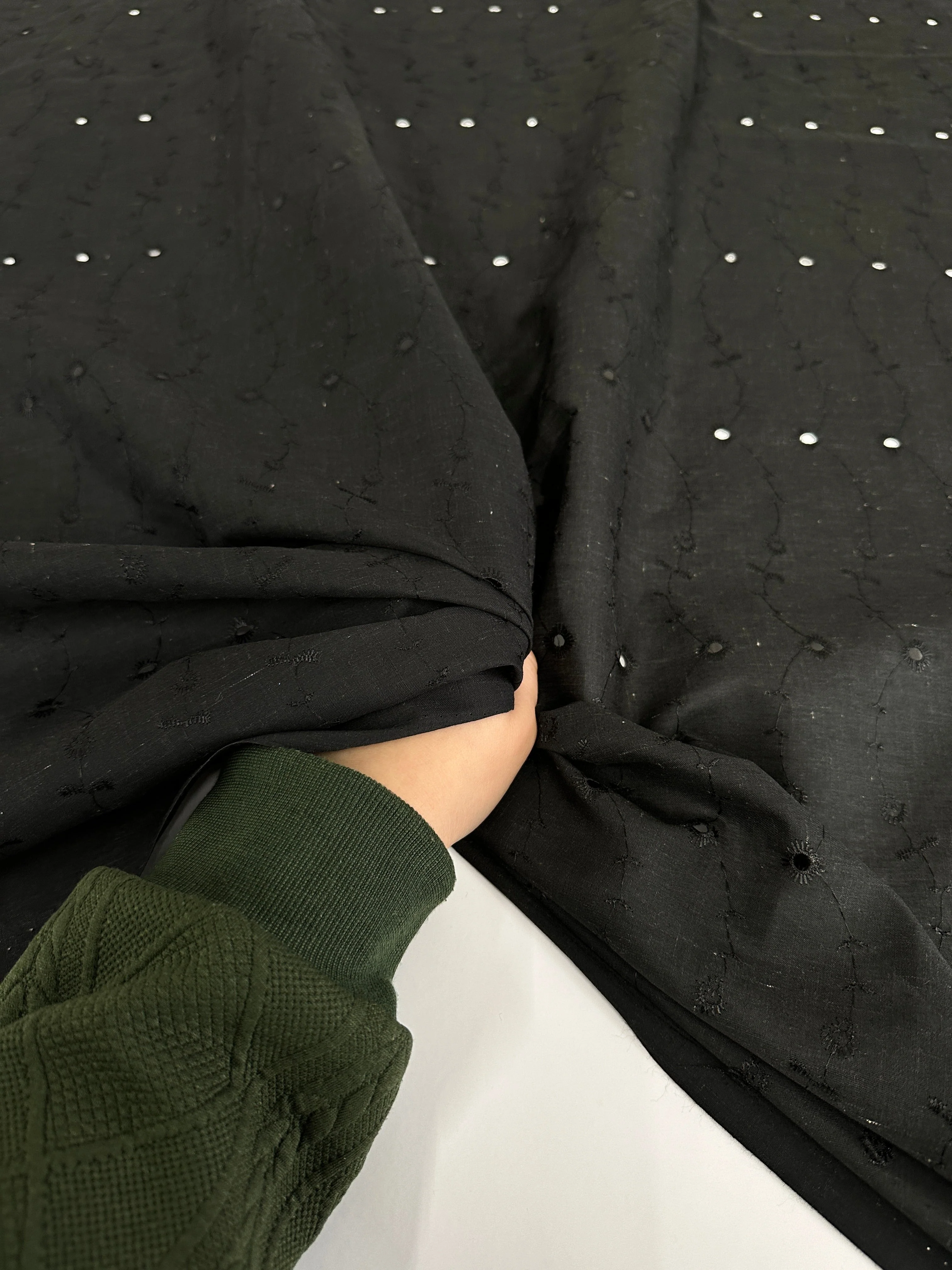 Black Dainty Embroidered Cotton Eyelet - Image 4