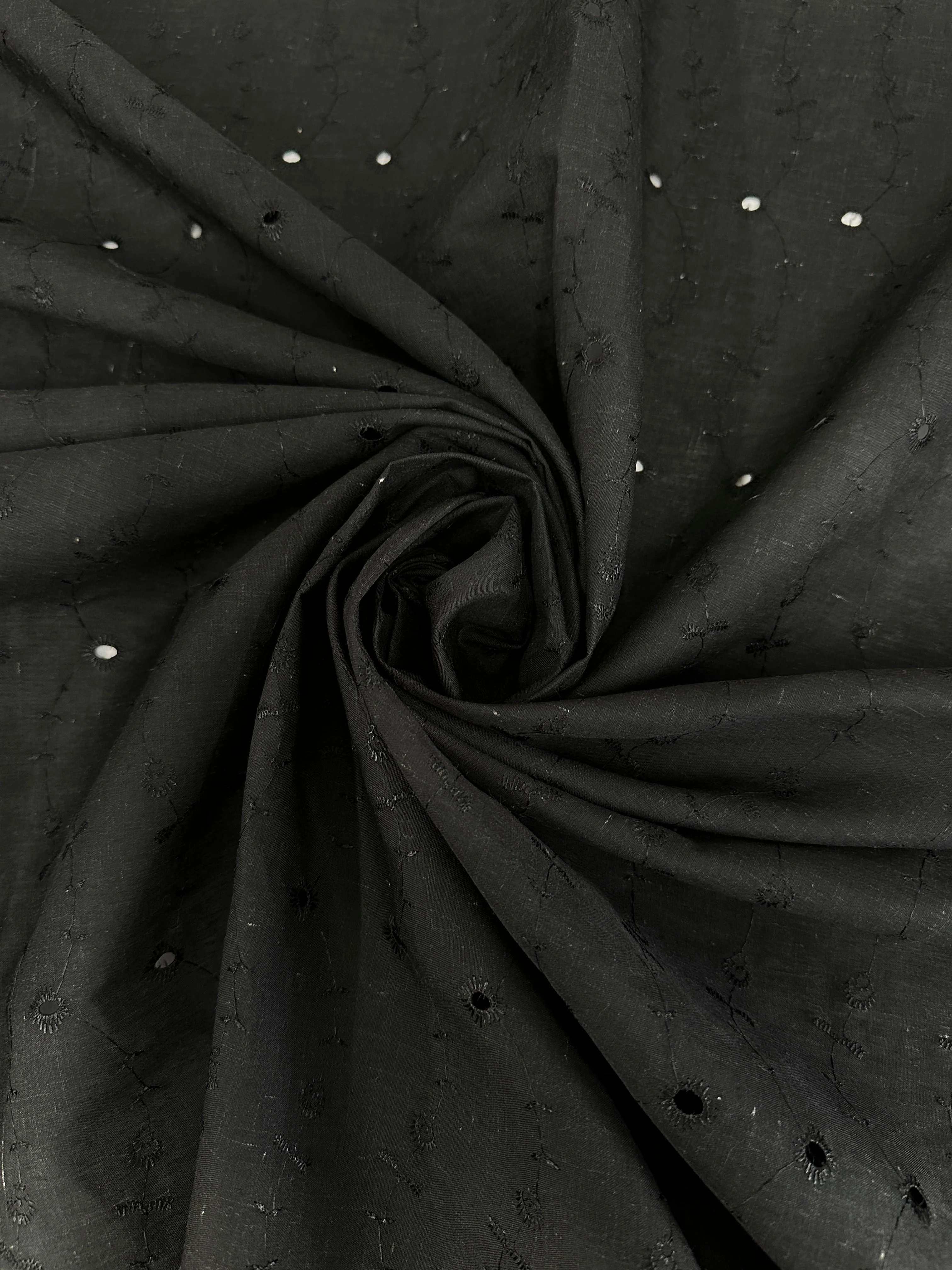 Black Dainty Embroidered Cotton Eyelet - Image 5