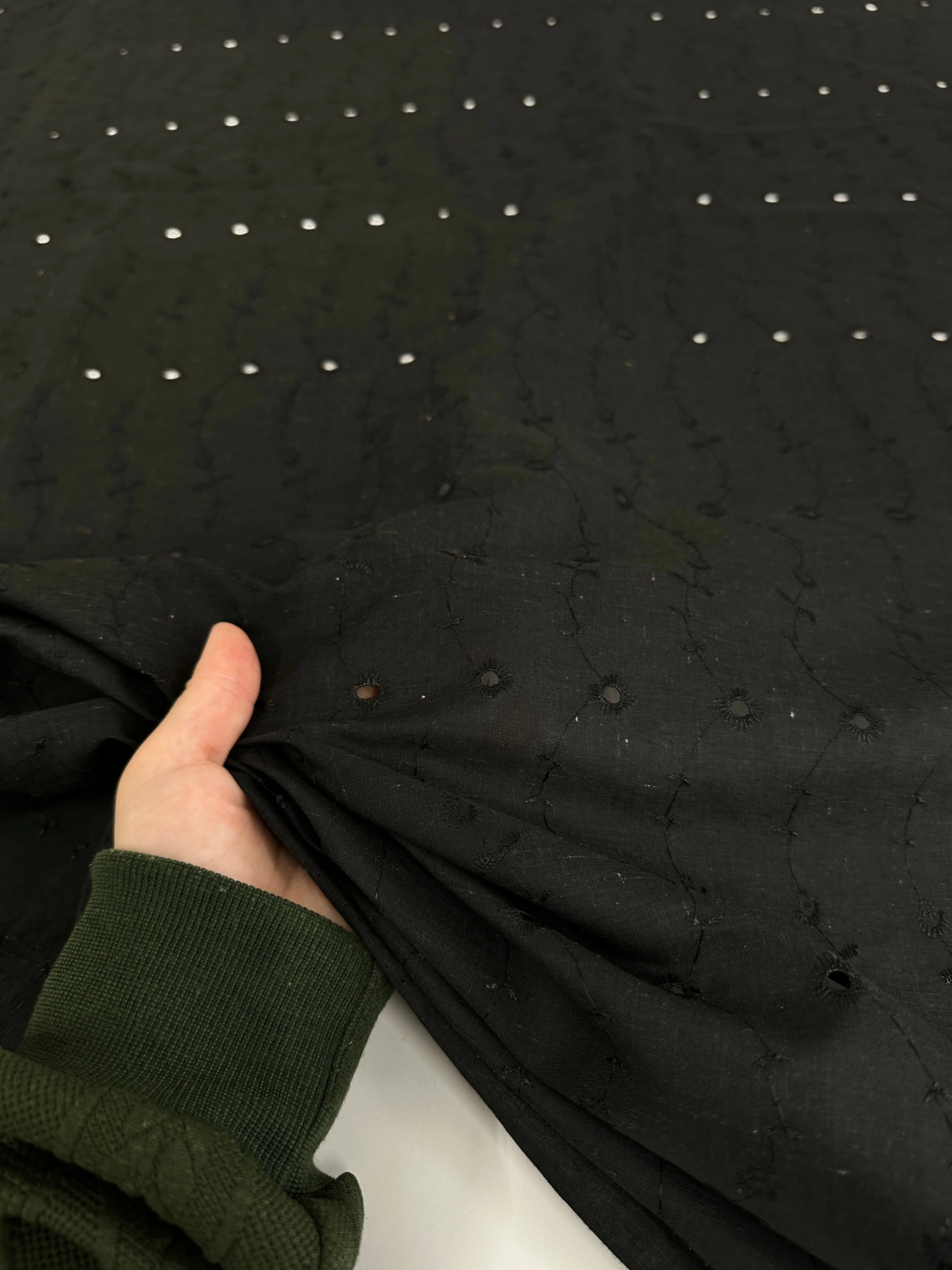 Black Dainty Embroidered Cotton Eyelet - Image 7