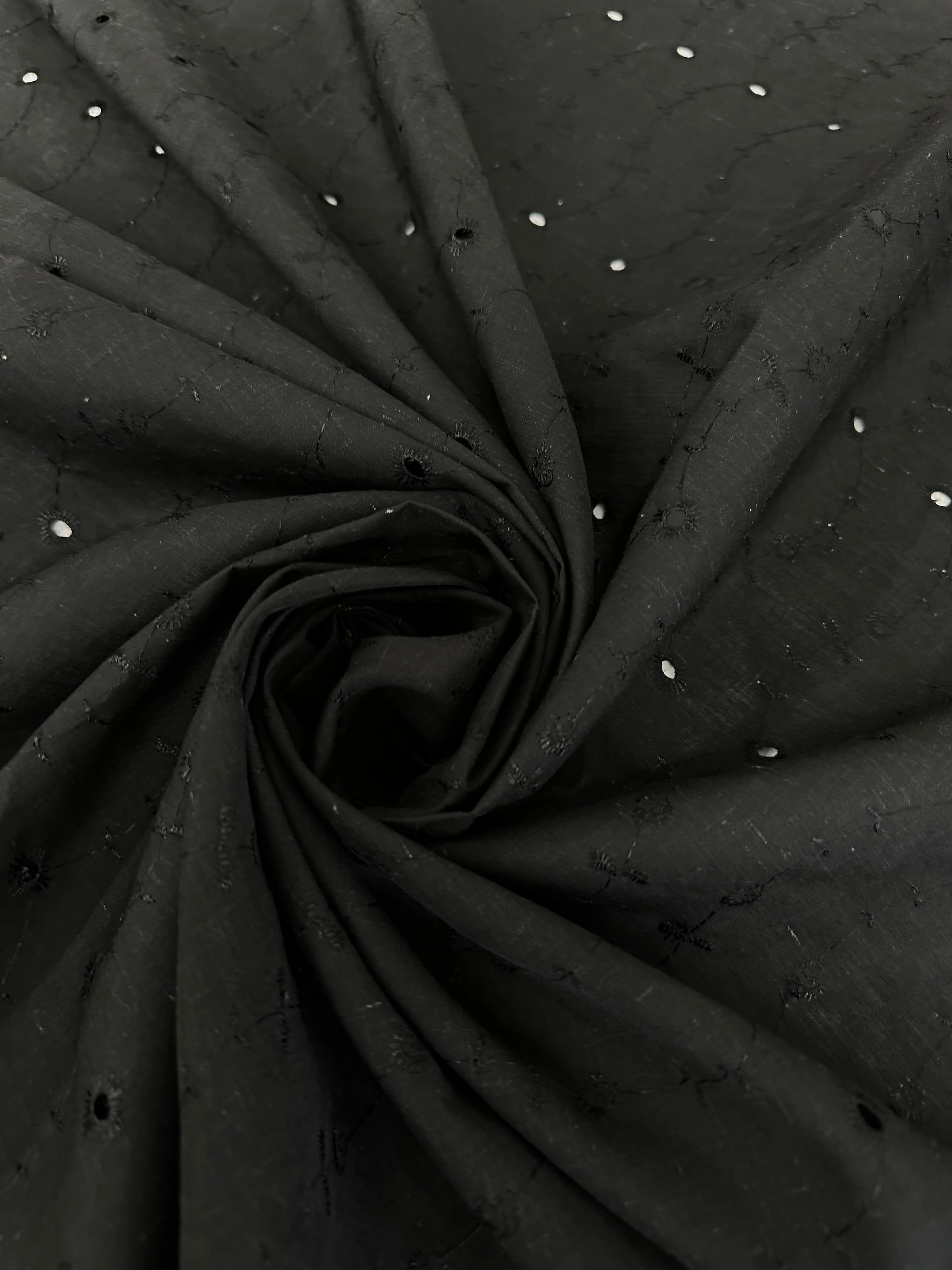Black Dainty Embroidered Cotton Eyelet - Image 9