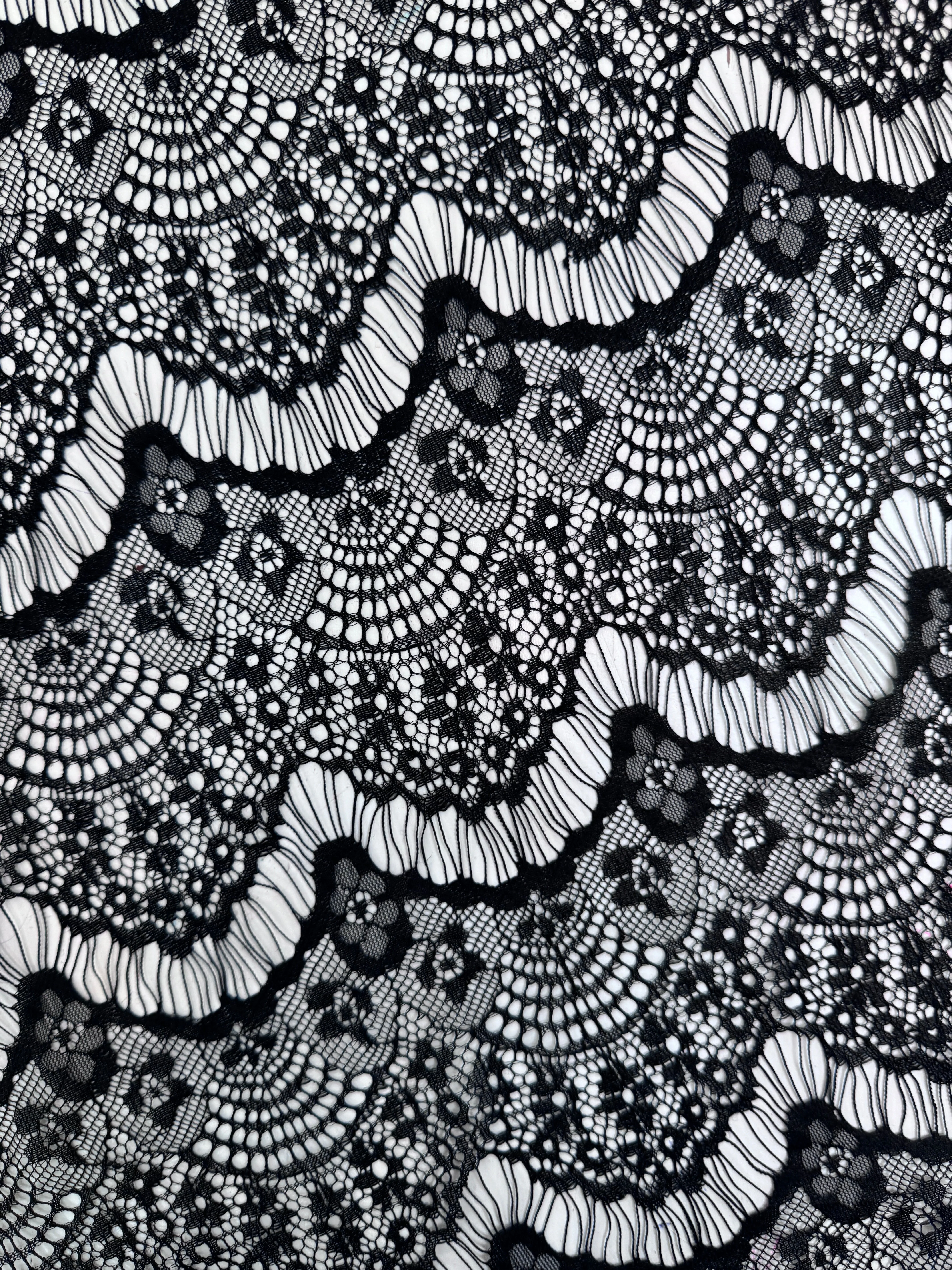 Black French Chantilly Floral Lingerie Lace - Image 5