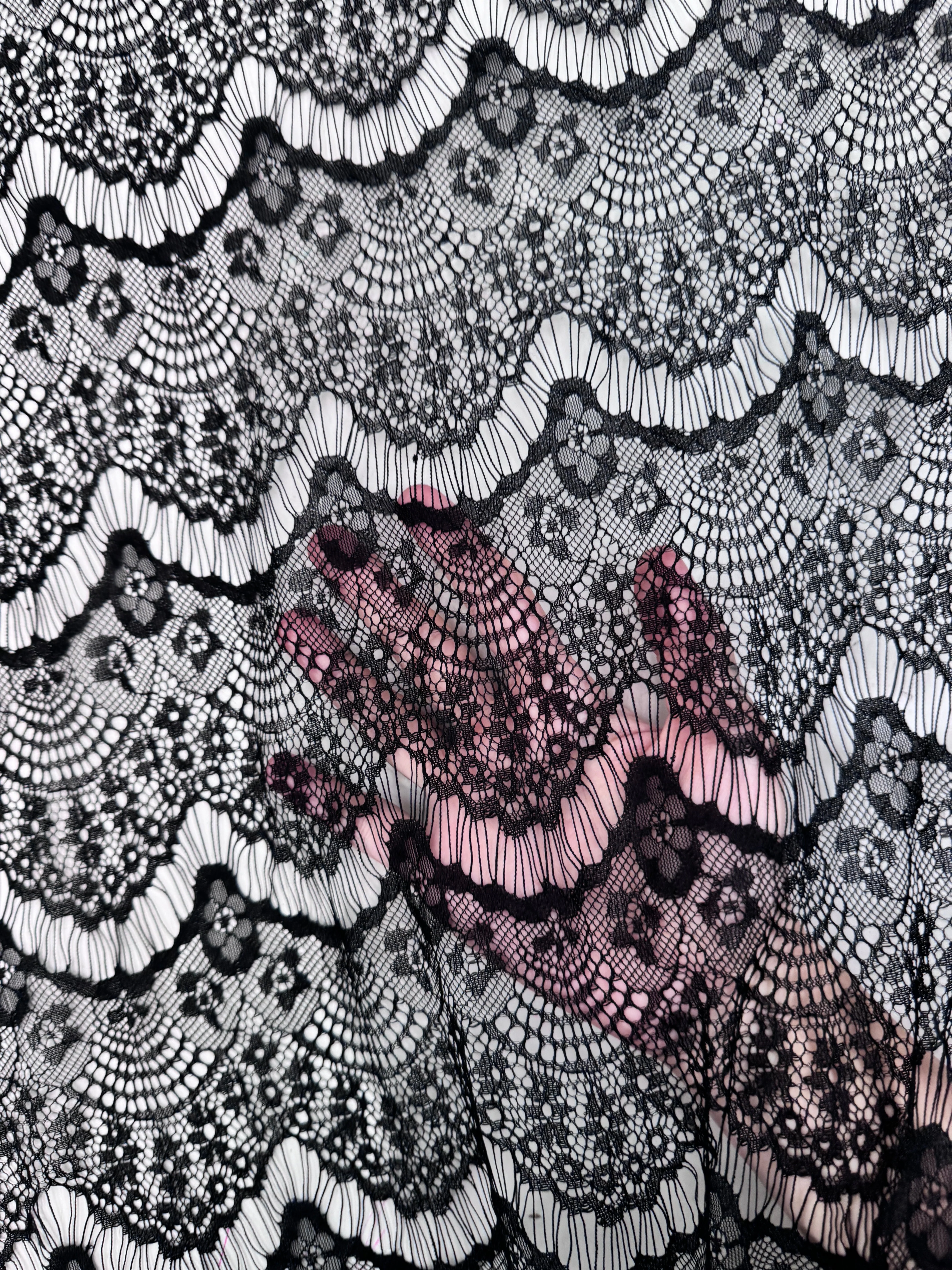 Black French Chantilly Floral Lingerie Lace - Image 6