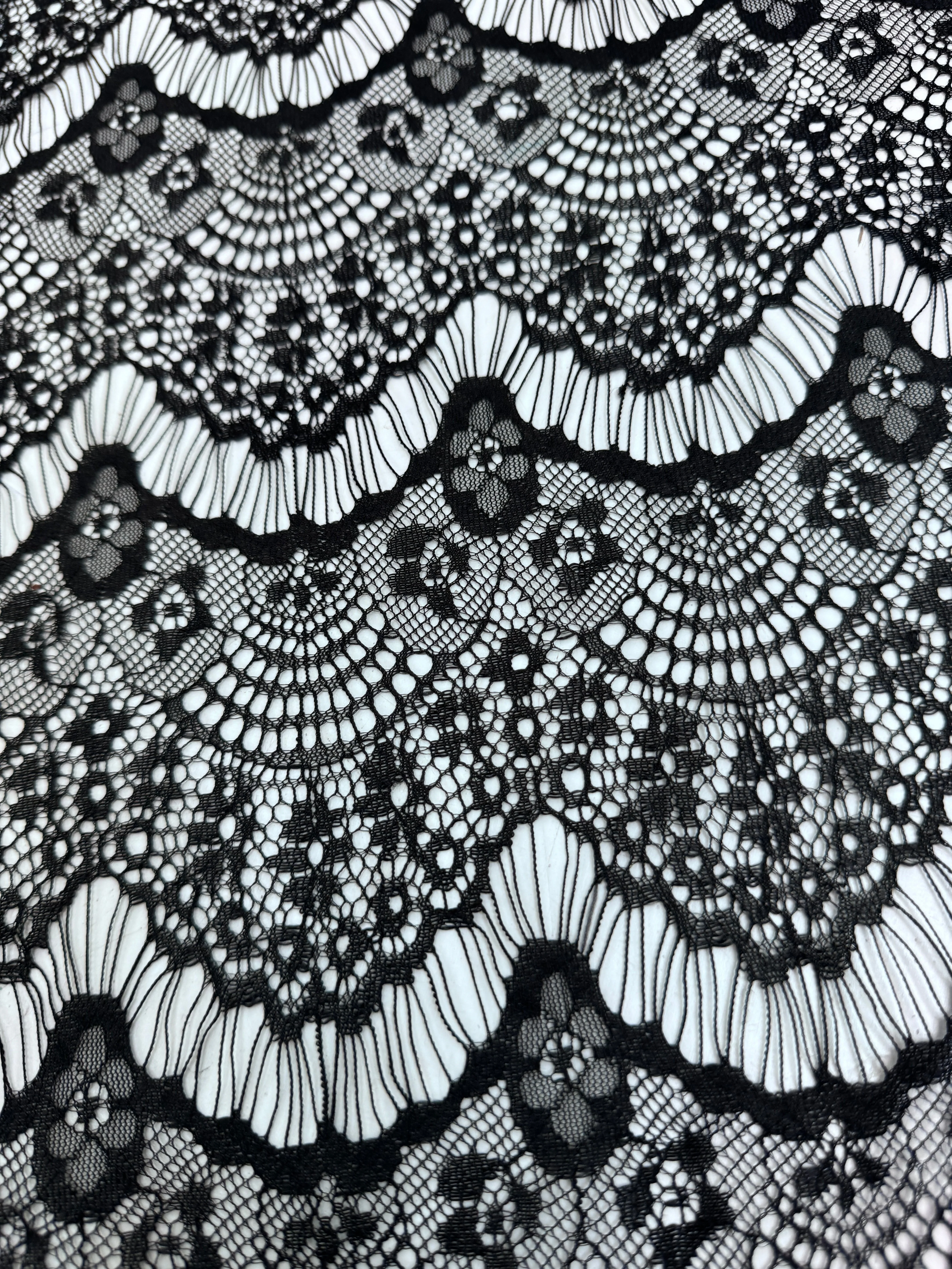 Black French Chantilly Floral Lingerie Lace - Image 7