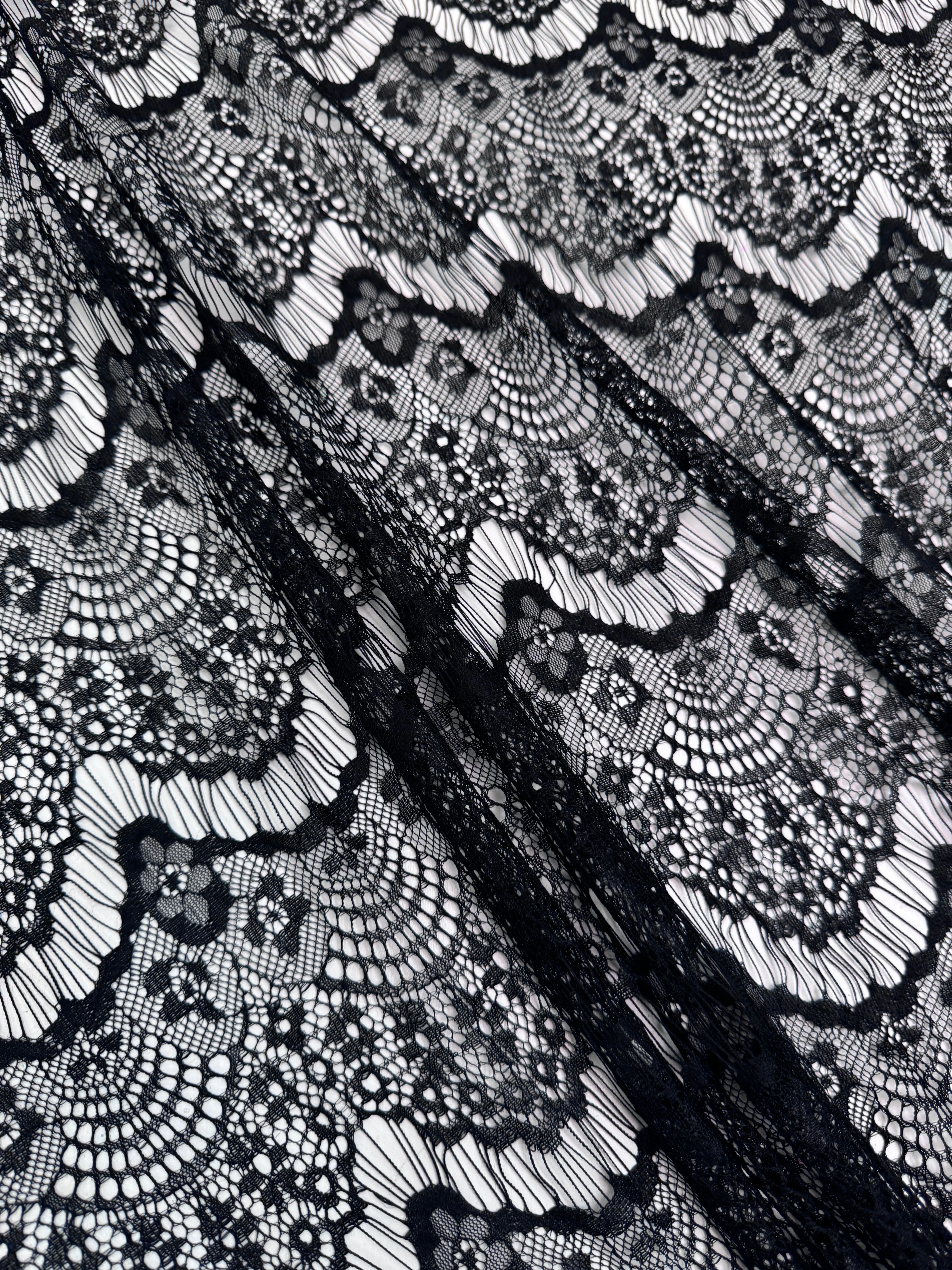 Black French Chantilly Floral Lingerie Lace - Image 8