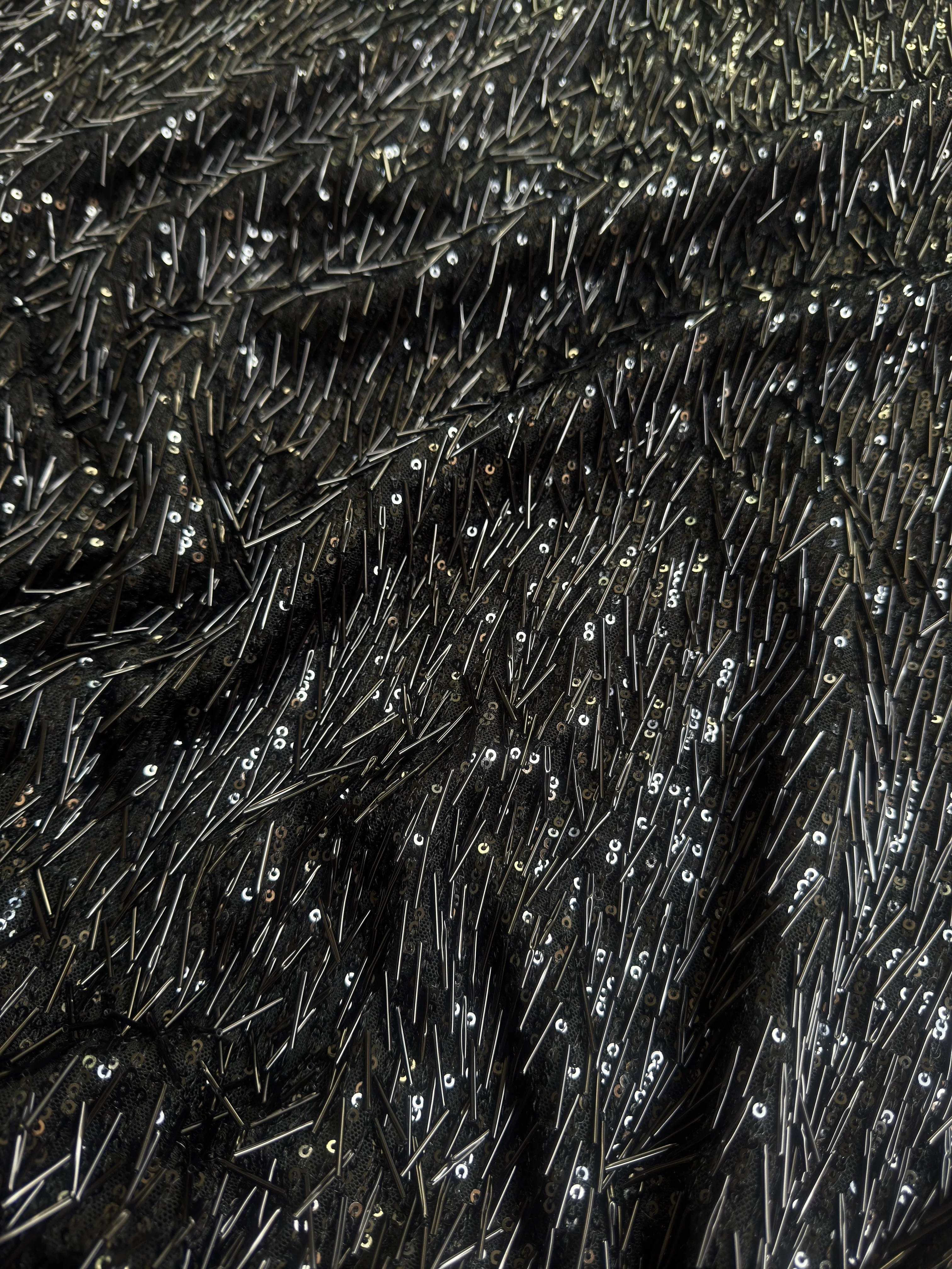 Black Fringe Sequin on Mesh - Image 3