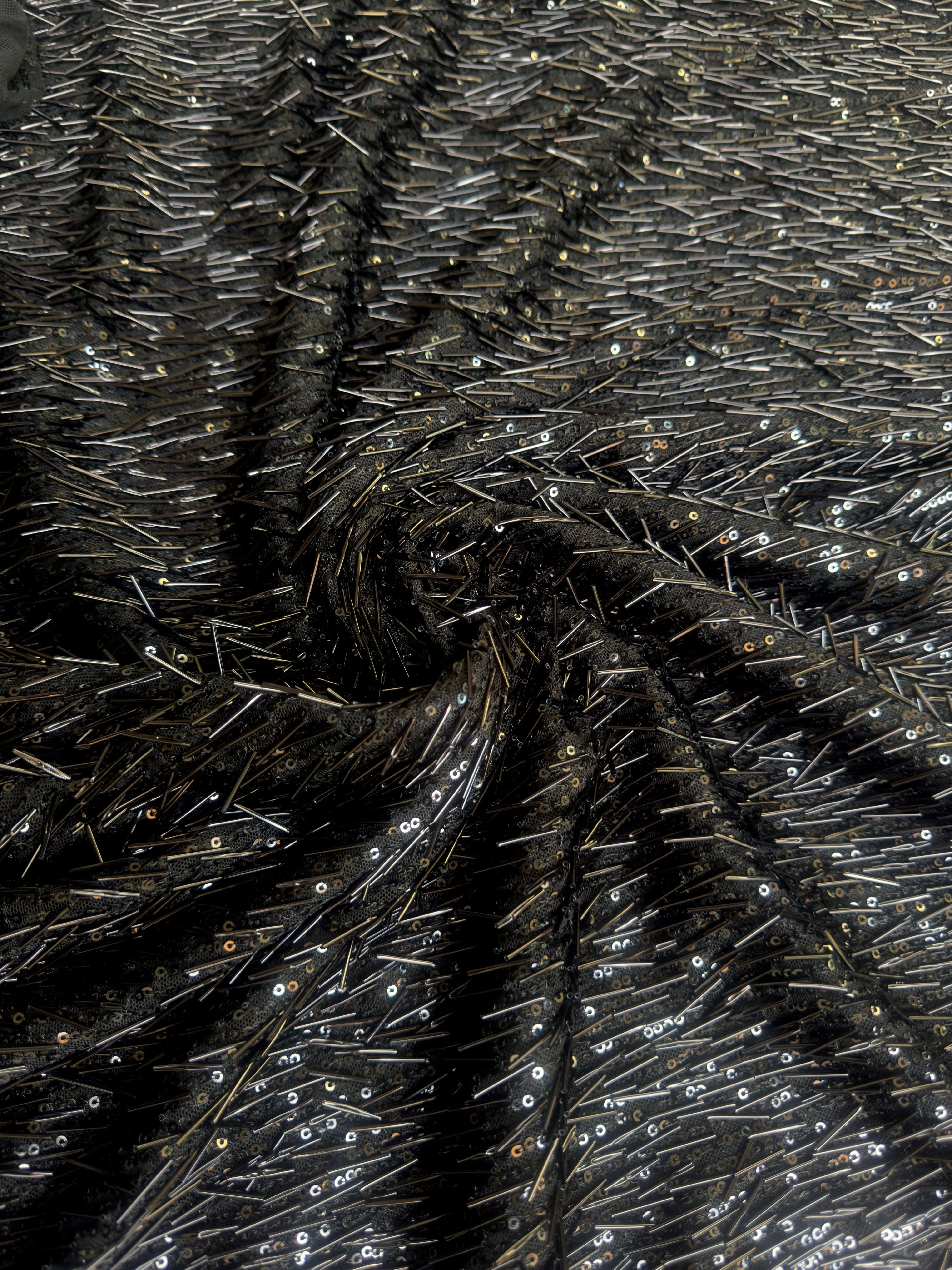 Black Fringe Sequin on Mesh - Image 4