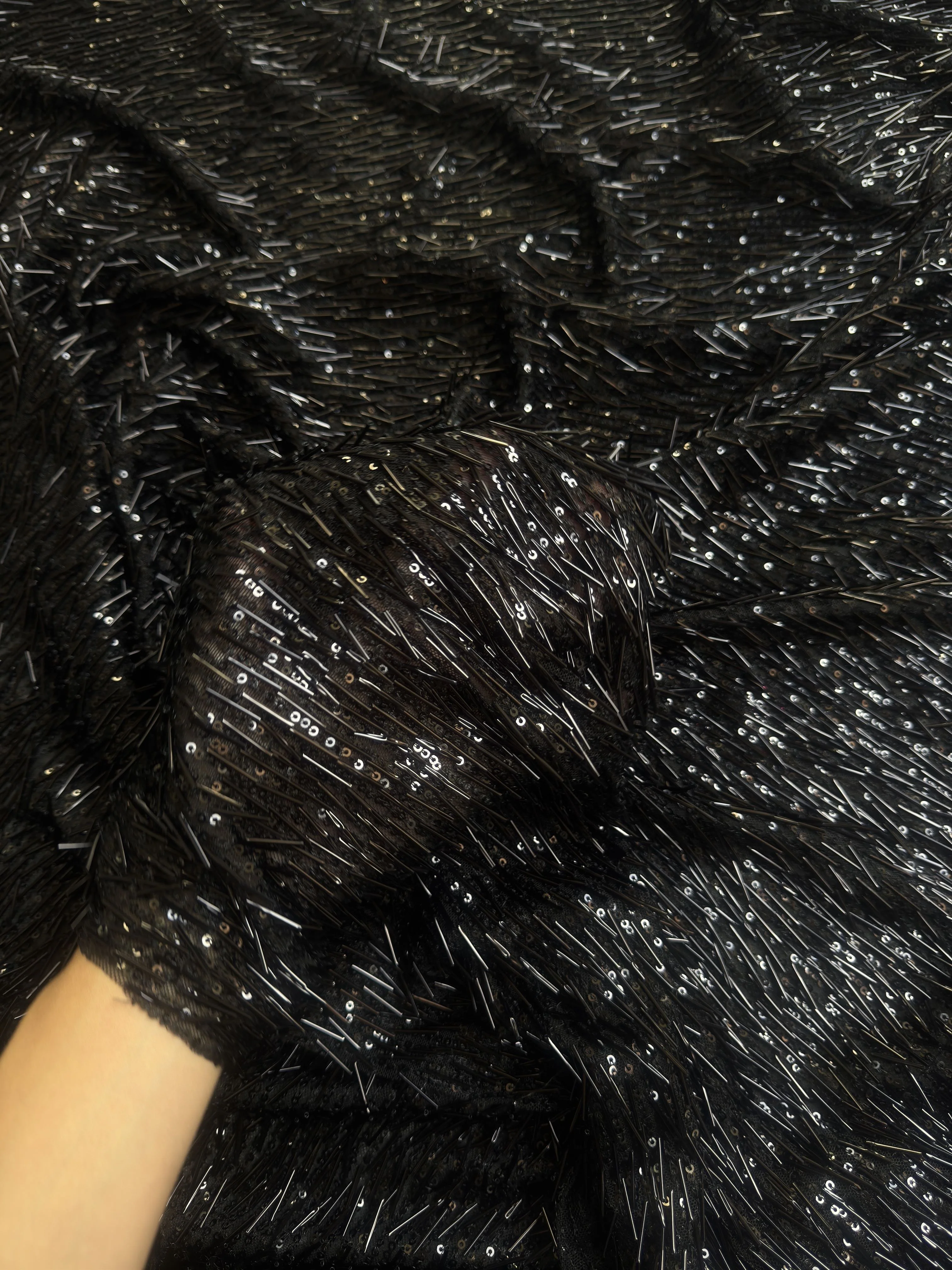 Black Fringe Sequin on Mesh - Image 5