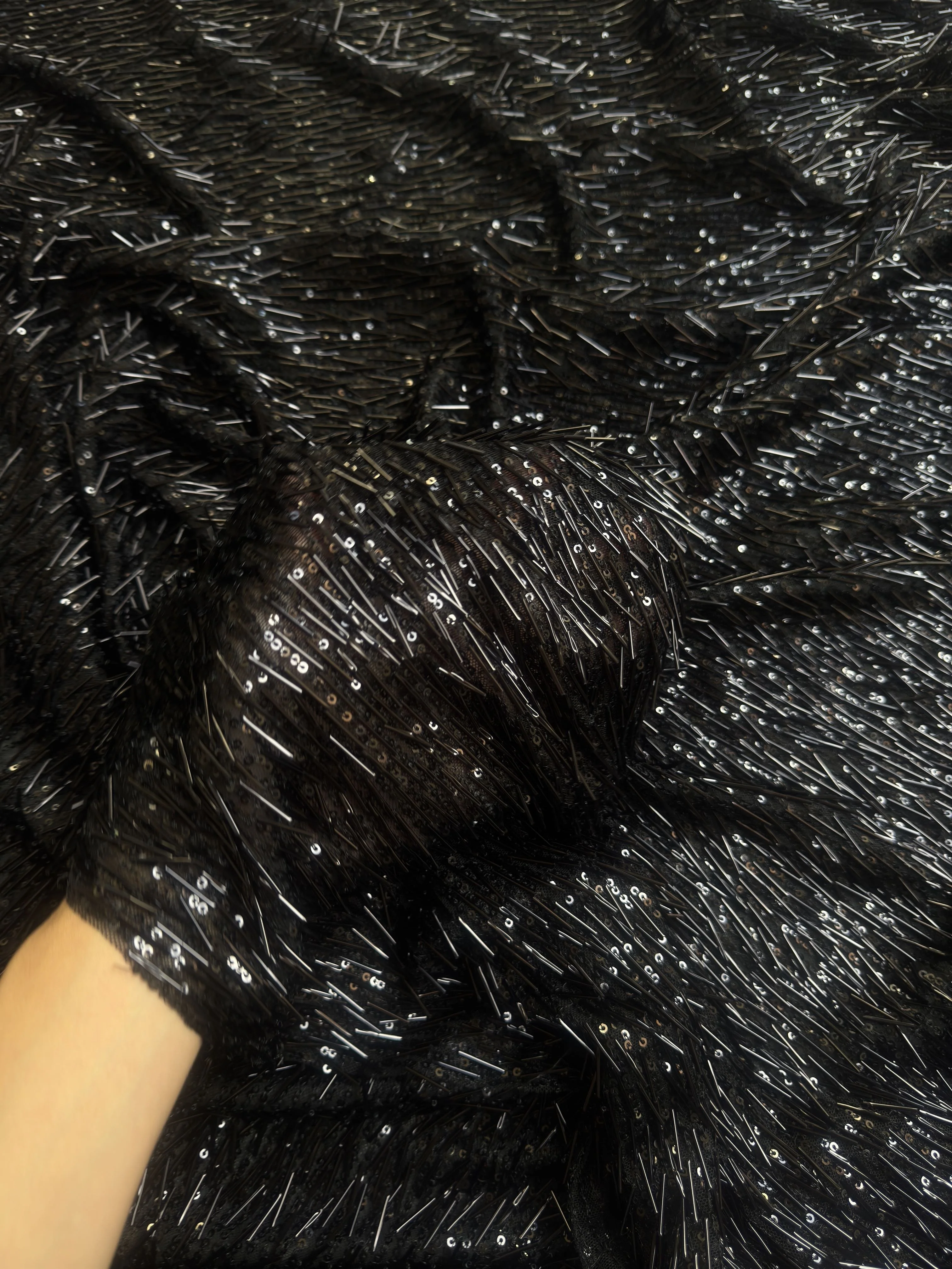 Black Fringe Sequin on Mesh - Image 6
