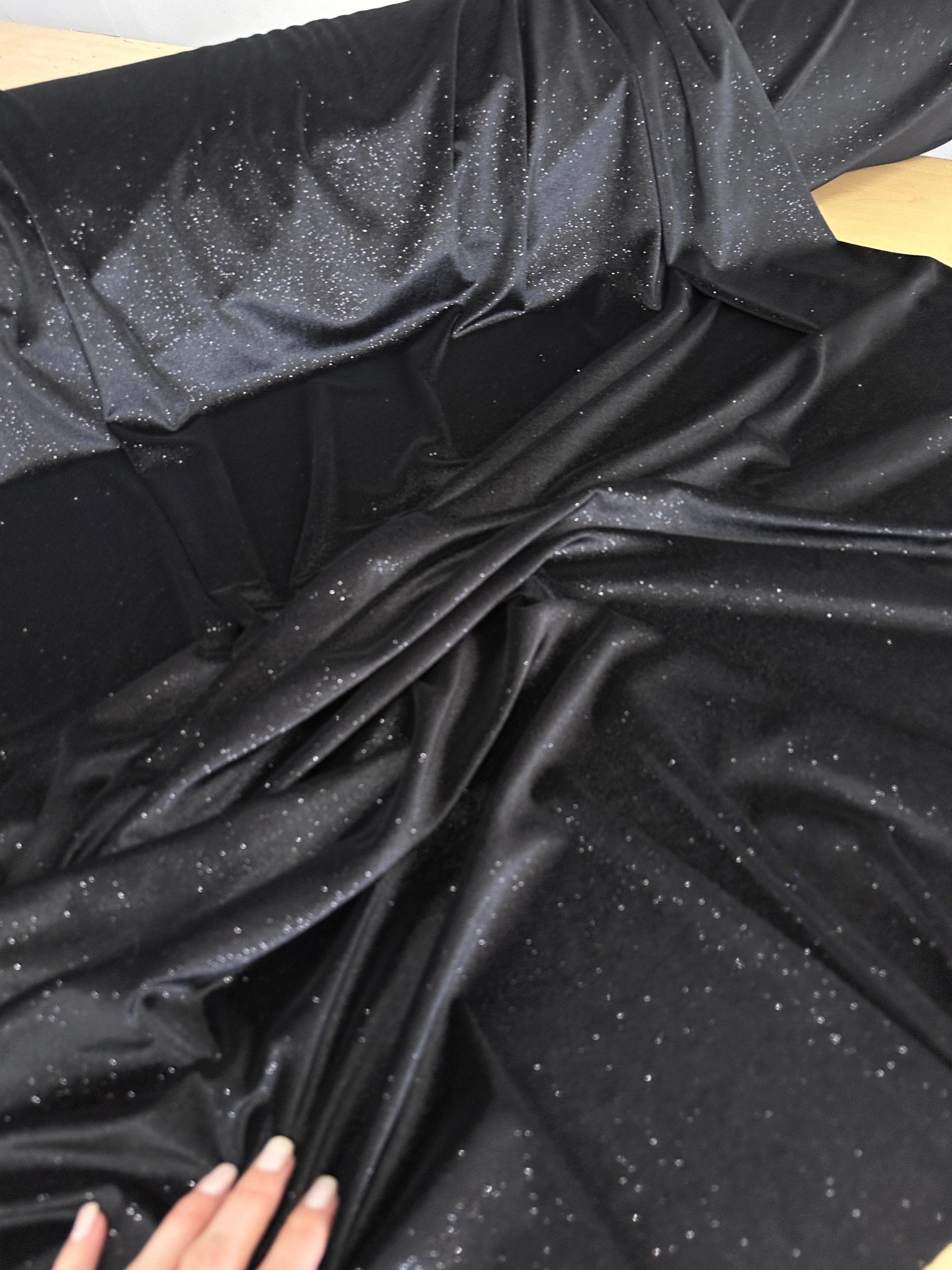 Black Shimmery Stretch Velvet - Image 7