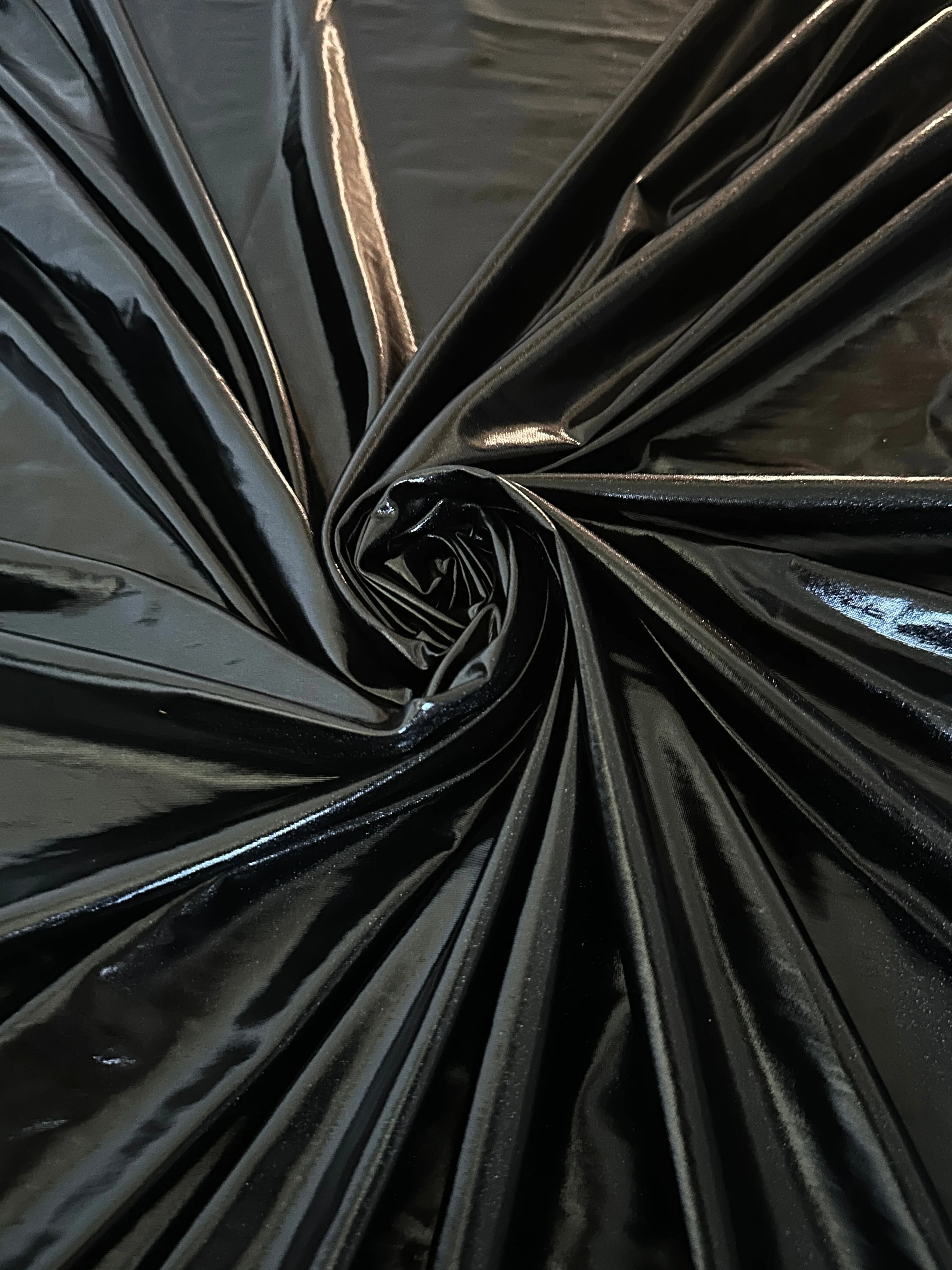 Black Glossy Coated Spandex Pleather