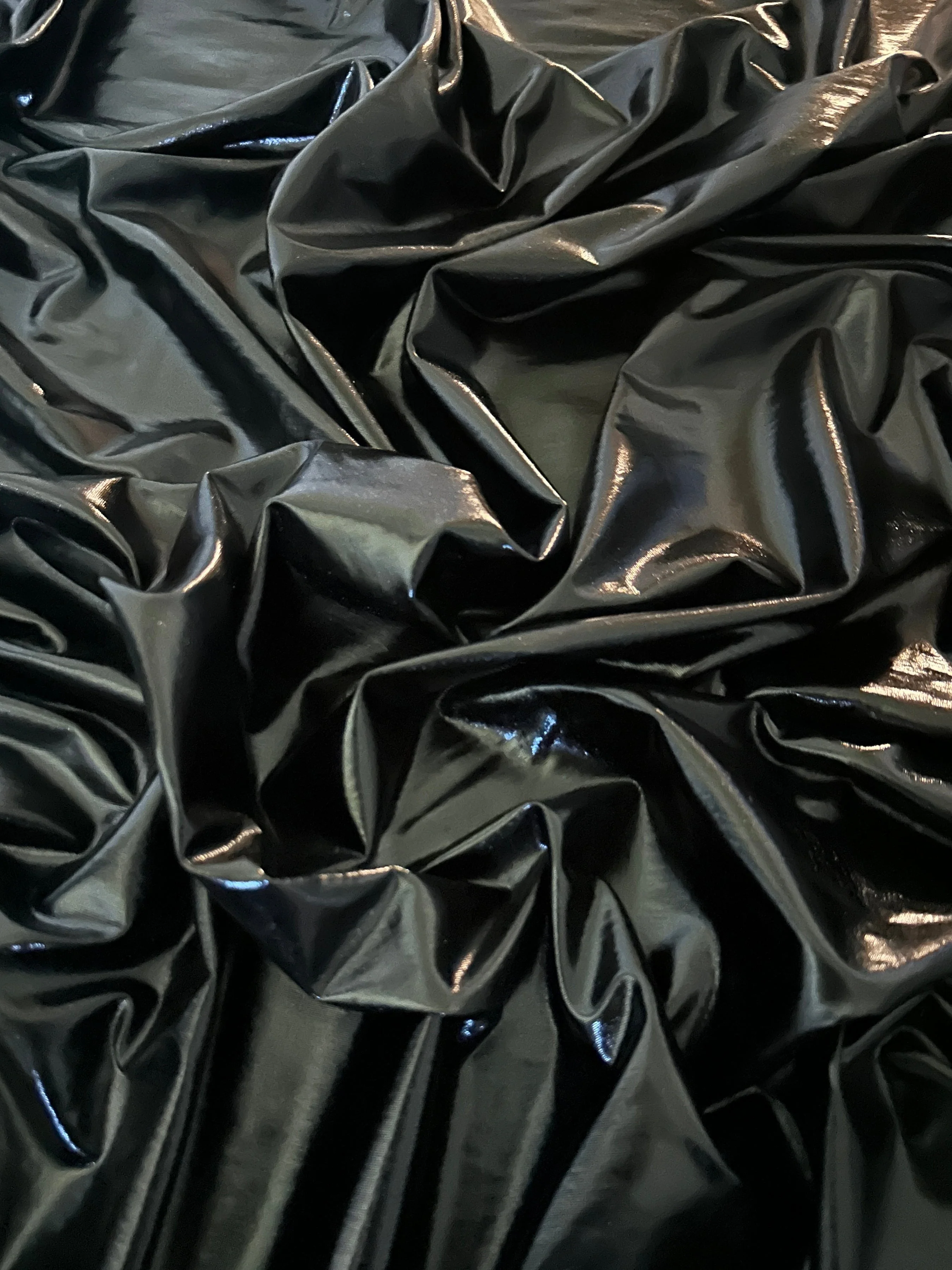 Black Glossy Coated Spandex Pleather - Image 3