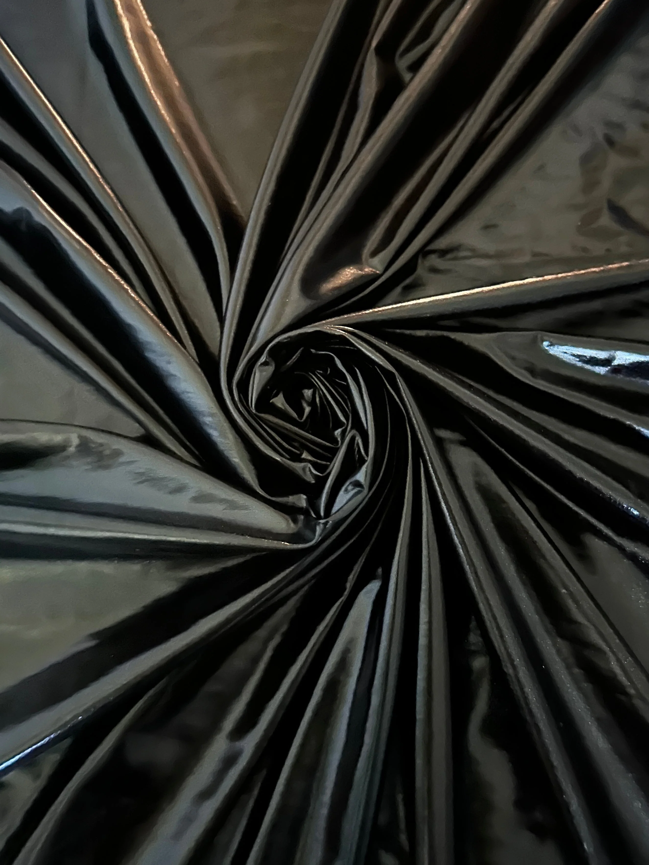 Black Glossy Coated Spandex Pleather - Image 4