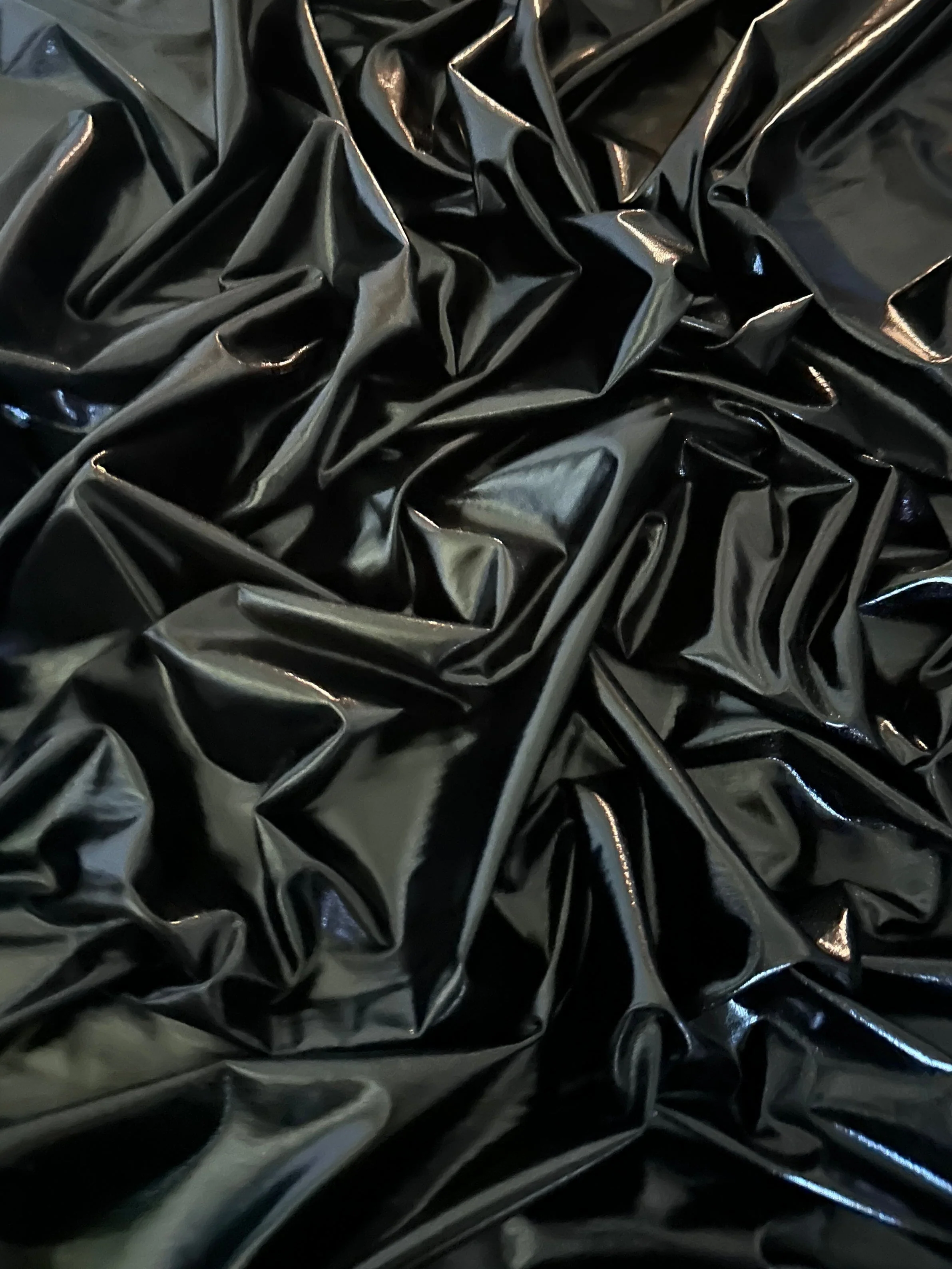 Black Glossy Coated Spandex Pleather - Image 5