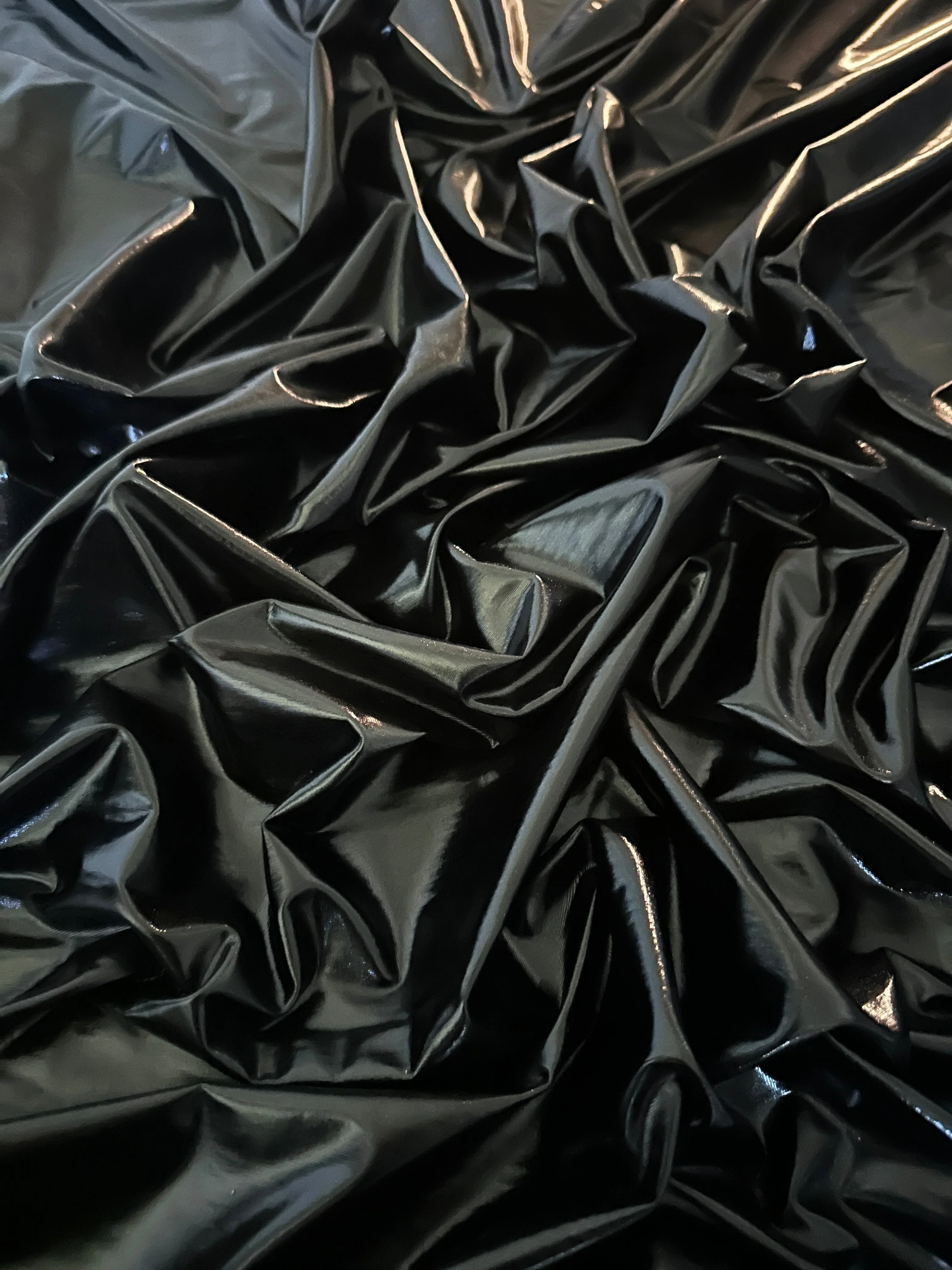 Black Glossy Coated Spandex Pleather - Image 6
