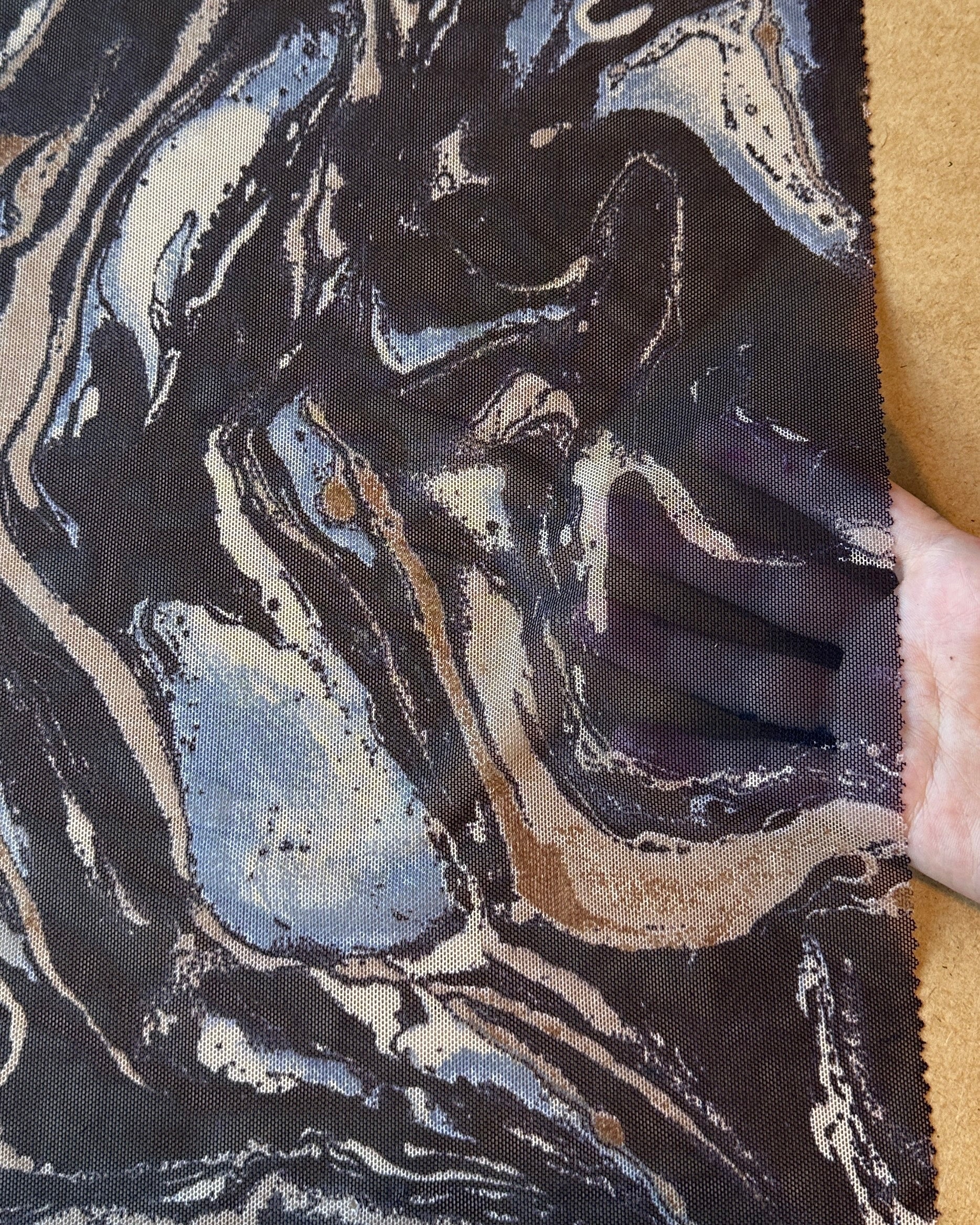 Navy Marble Power Mesh - Image 10