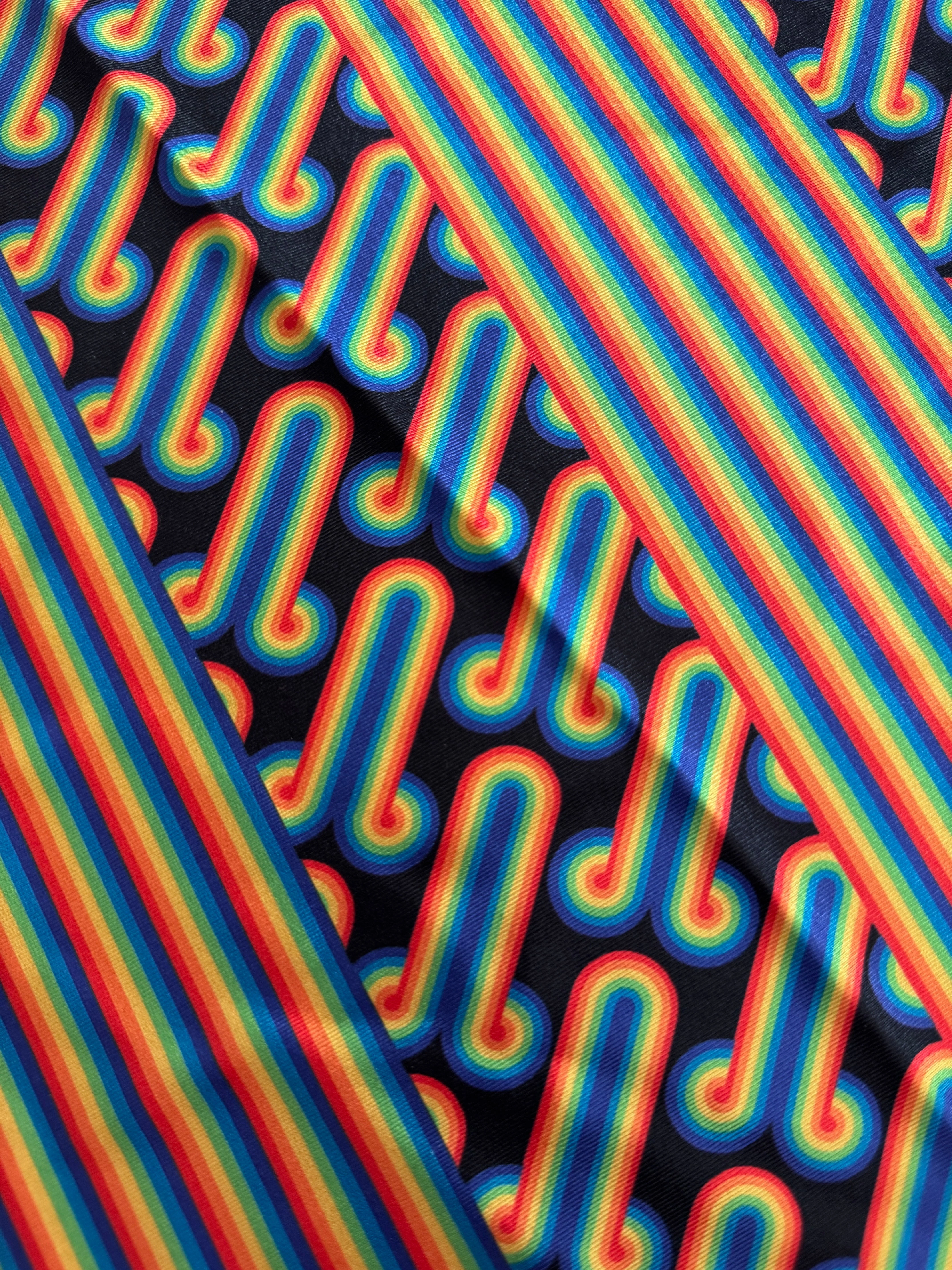 Black Retro Rainbow Graphic Nylon Spandex