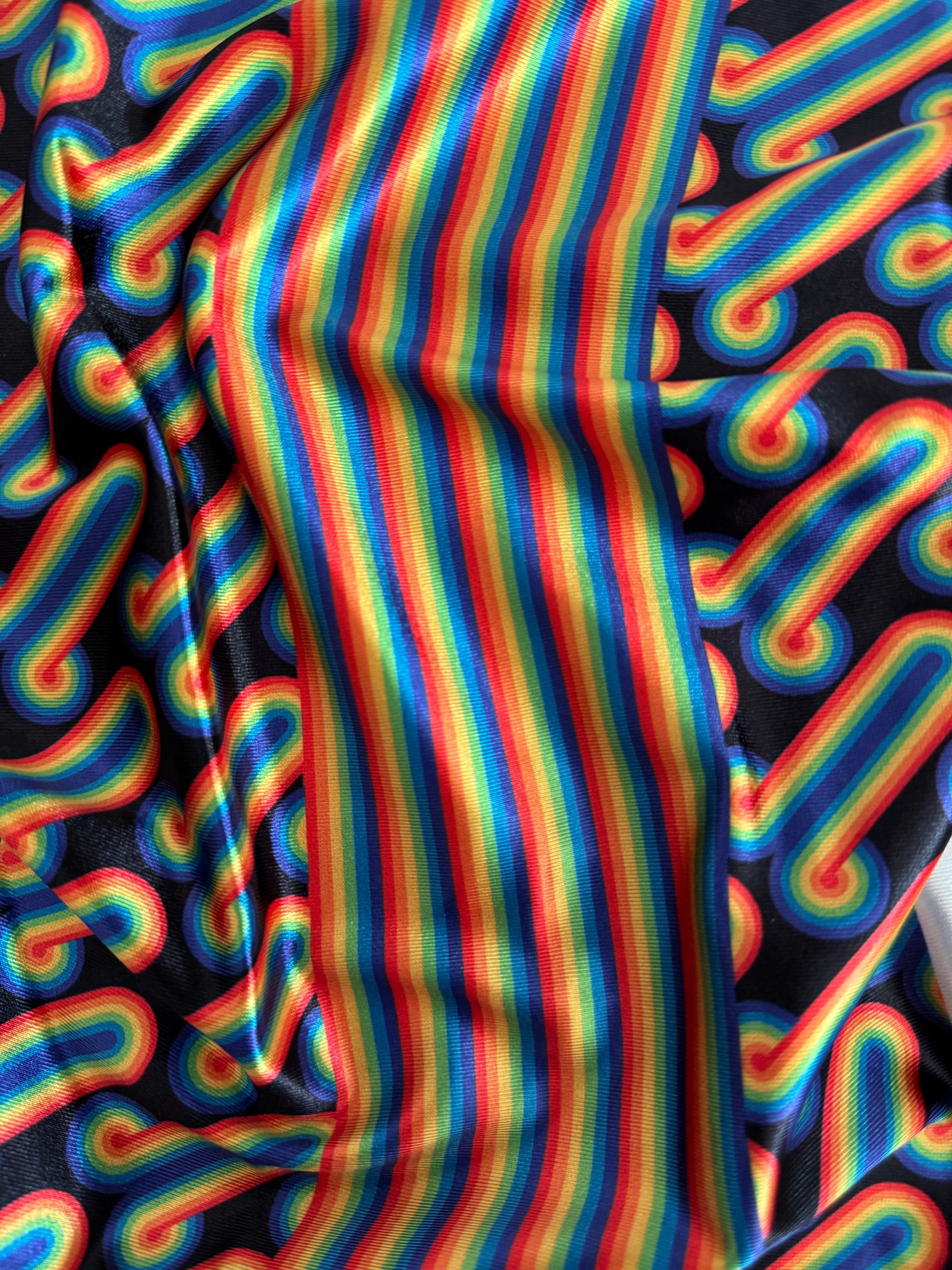 Black Retro Rainbow Graphic Nylon Spandex - Image 4