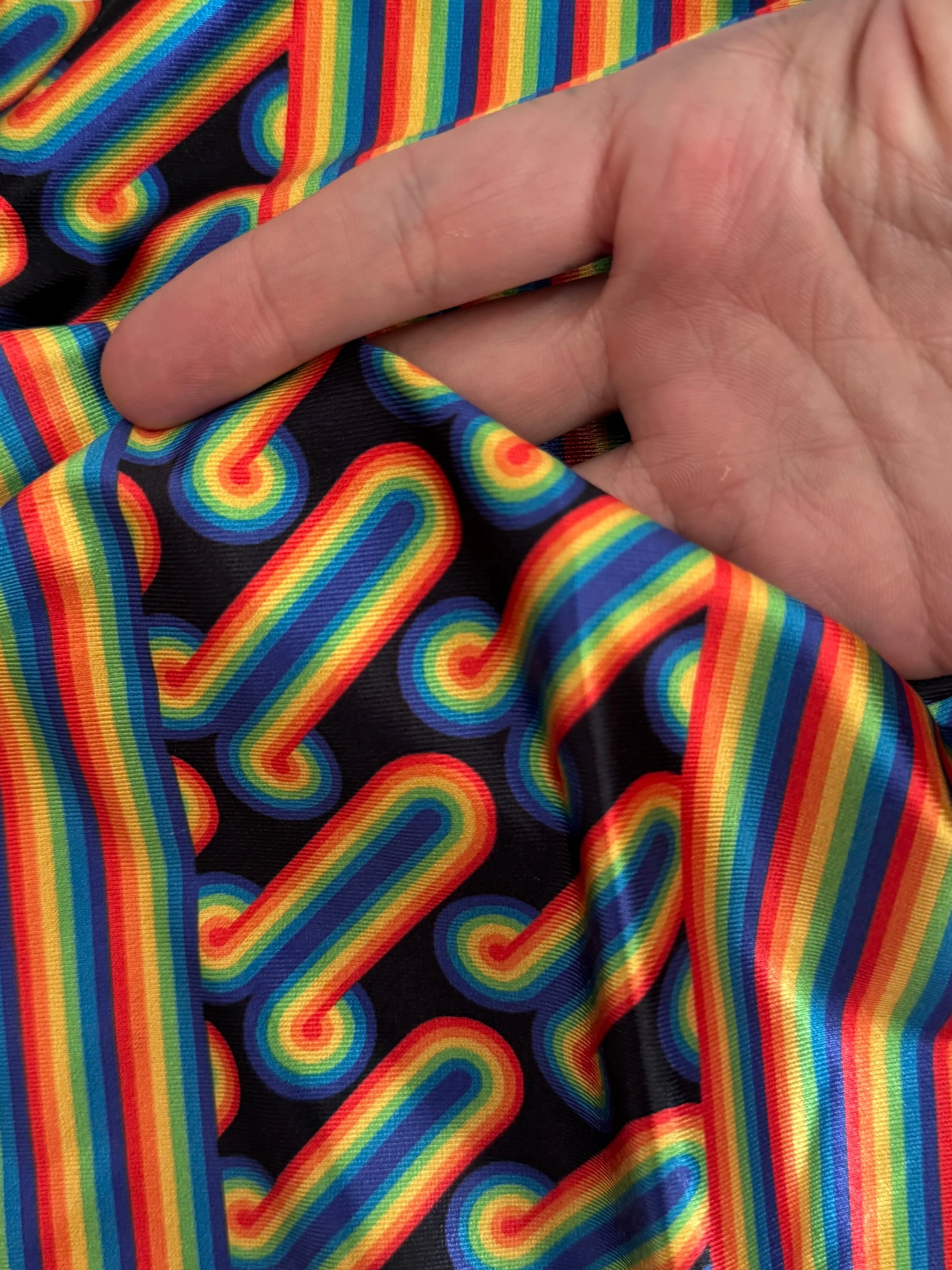 Black Retro Rainbow Graphic Nylon Spandex - Image 6