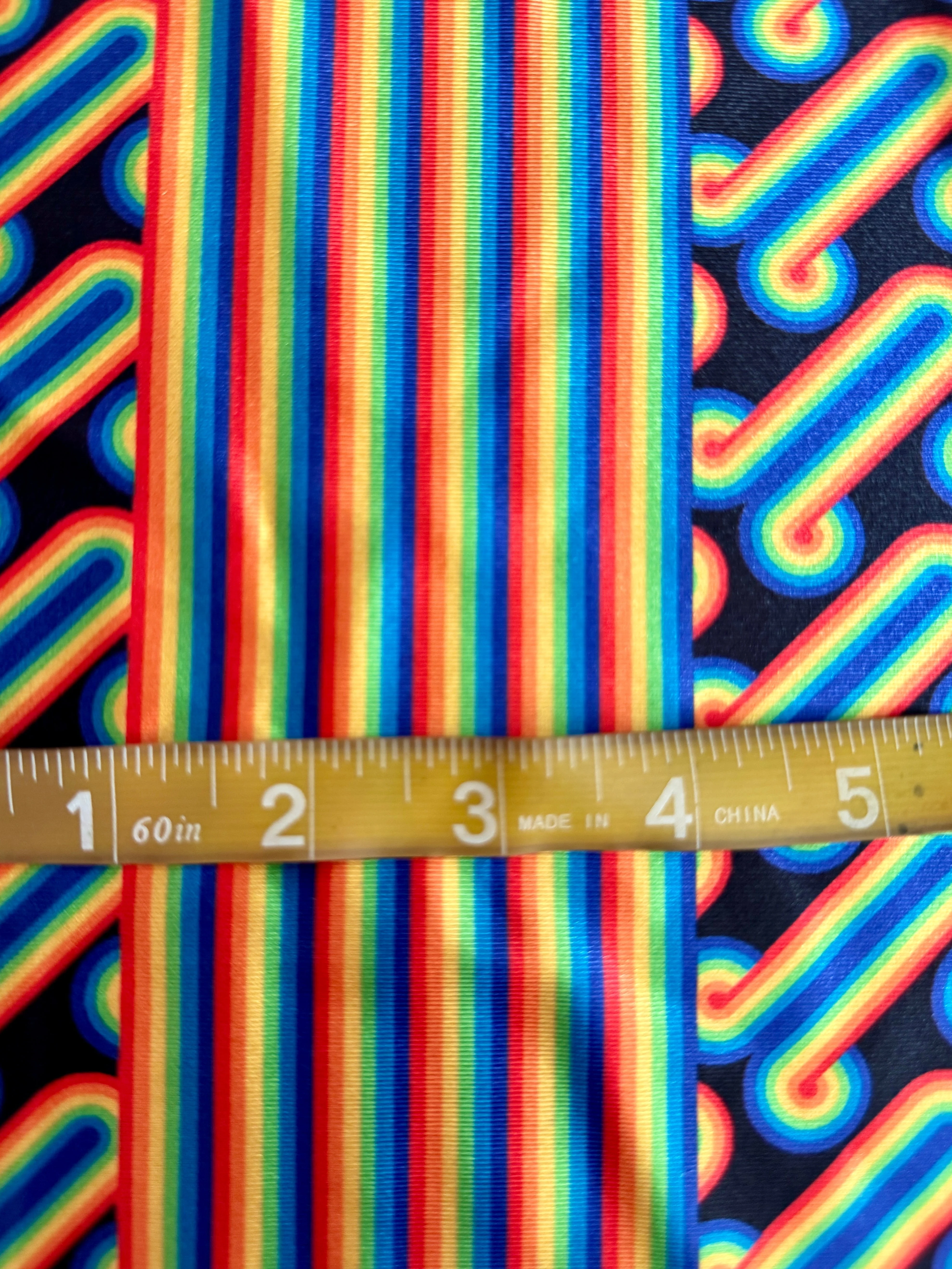 Black Retro Rainbow Graphic Nylon Spandex - Image 7