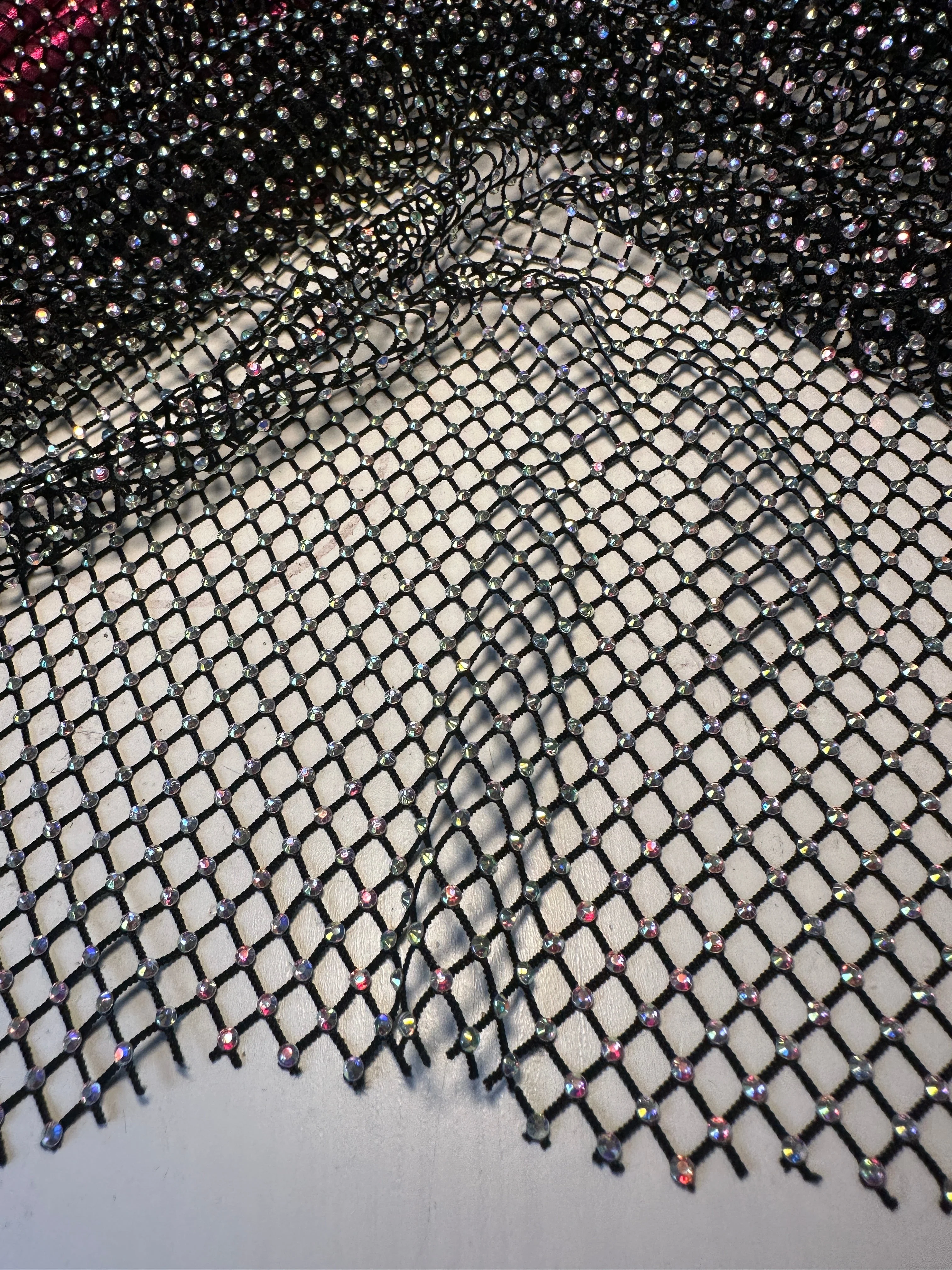 Black Rhinestone Diamond Fishnet Mesh - Image 7