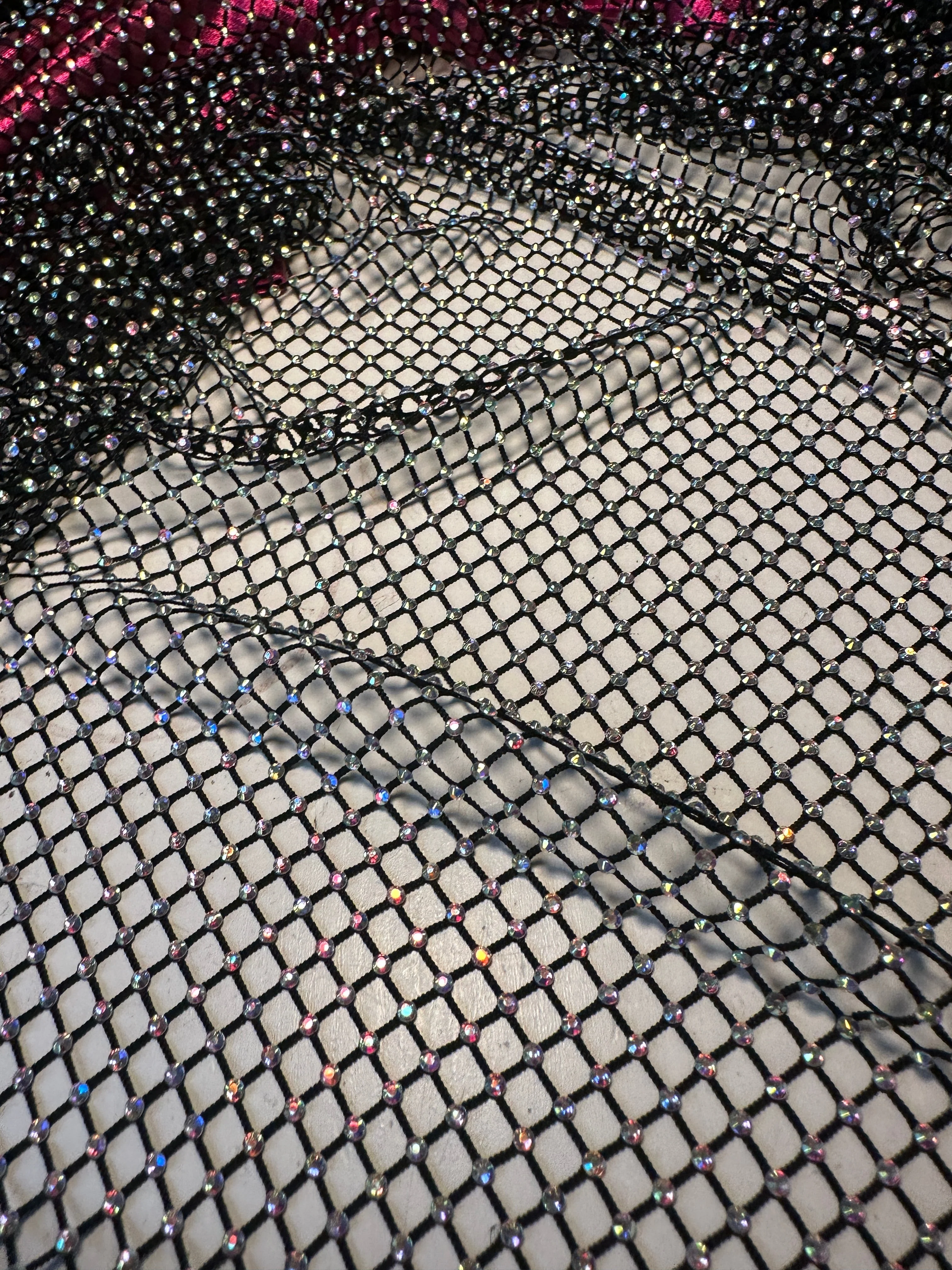 Black Rhinestone Diamond Fishnet Mesh - Image 8