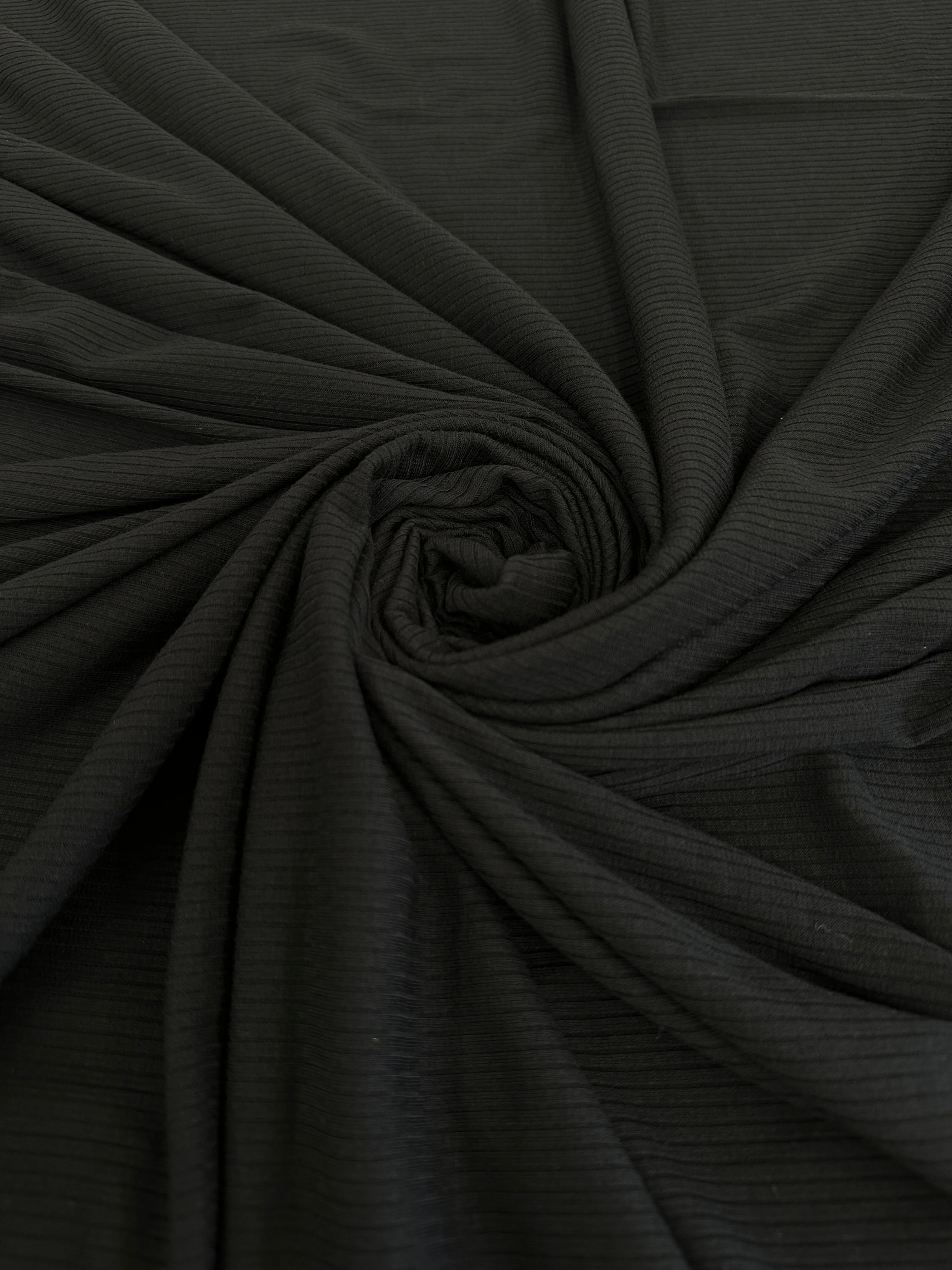 Black Solid Rib Knit
